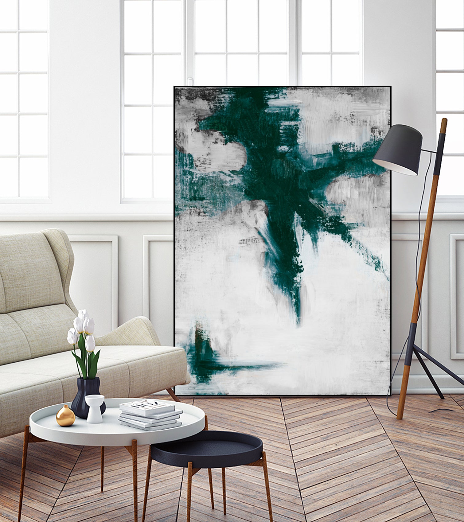 Dark Teal Room Abstract by Walt Johnson on GIANT ART - abstract dark