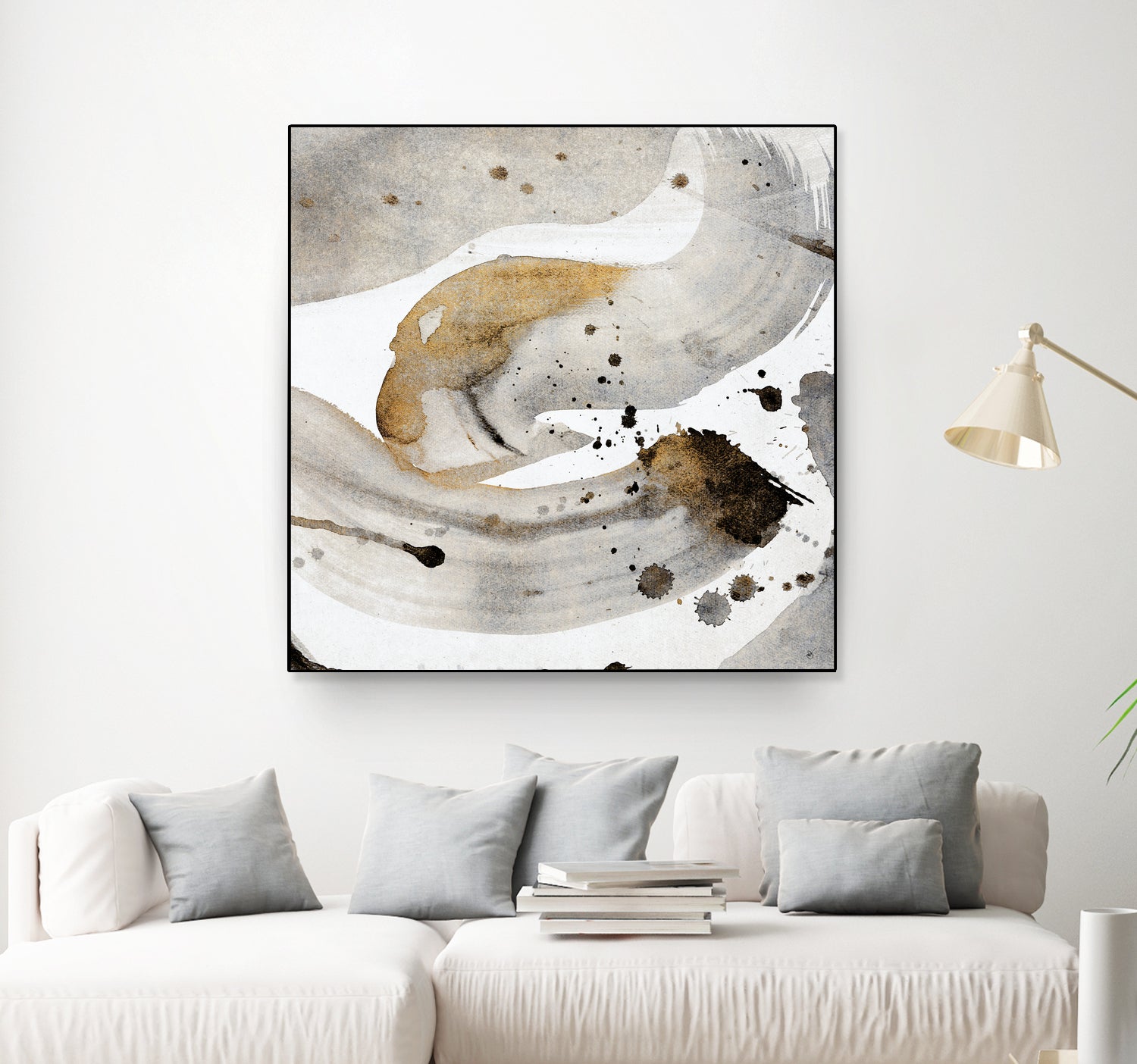 Gray Paint Abstract with Gold by Kat Papa on GIANT ART - abstract gray