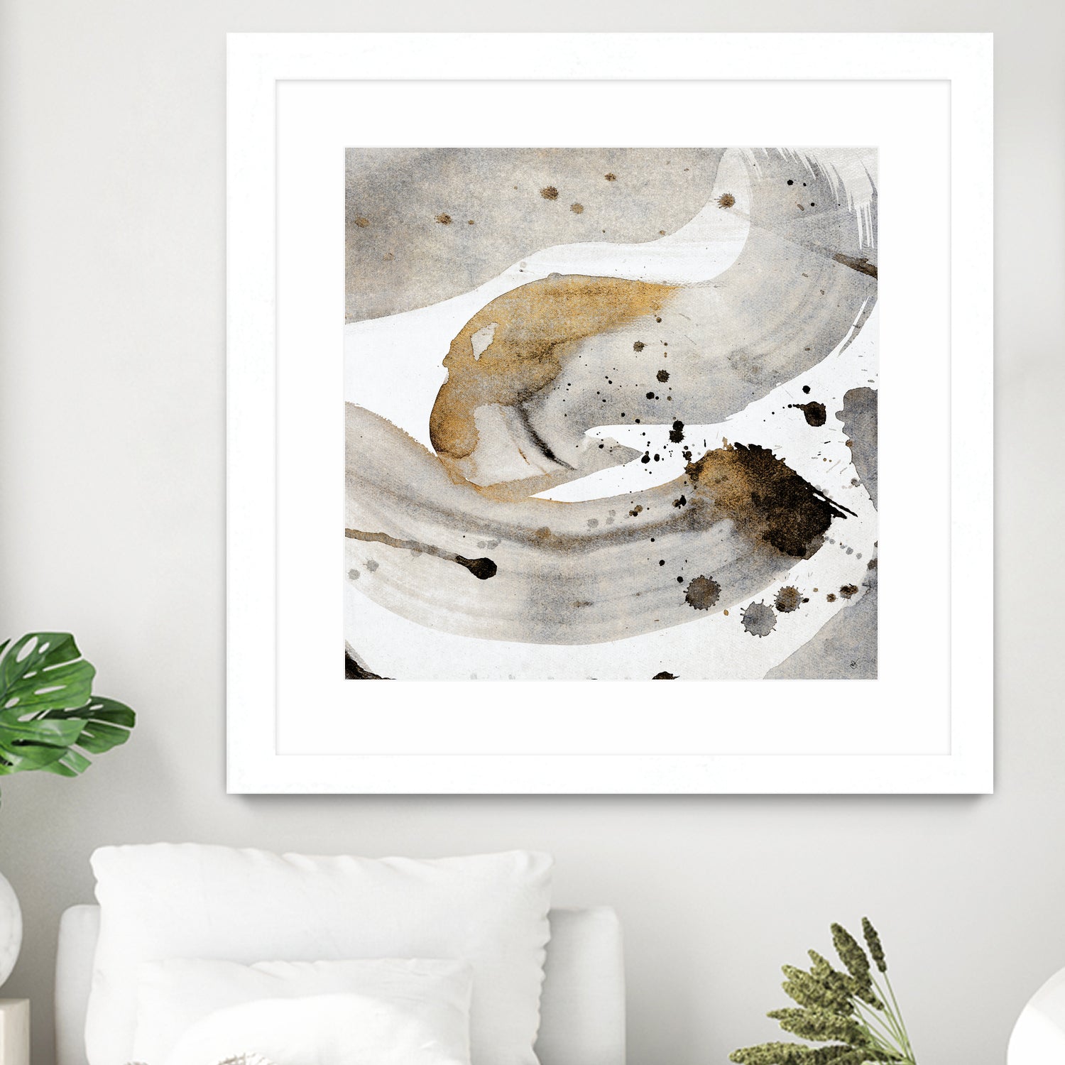 Gray Paint Abstract with Gold by Kat Papa on GIANT ART - abstract gray