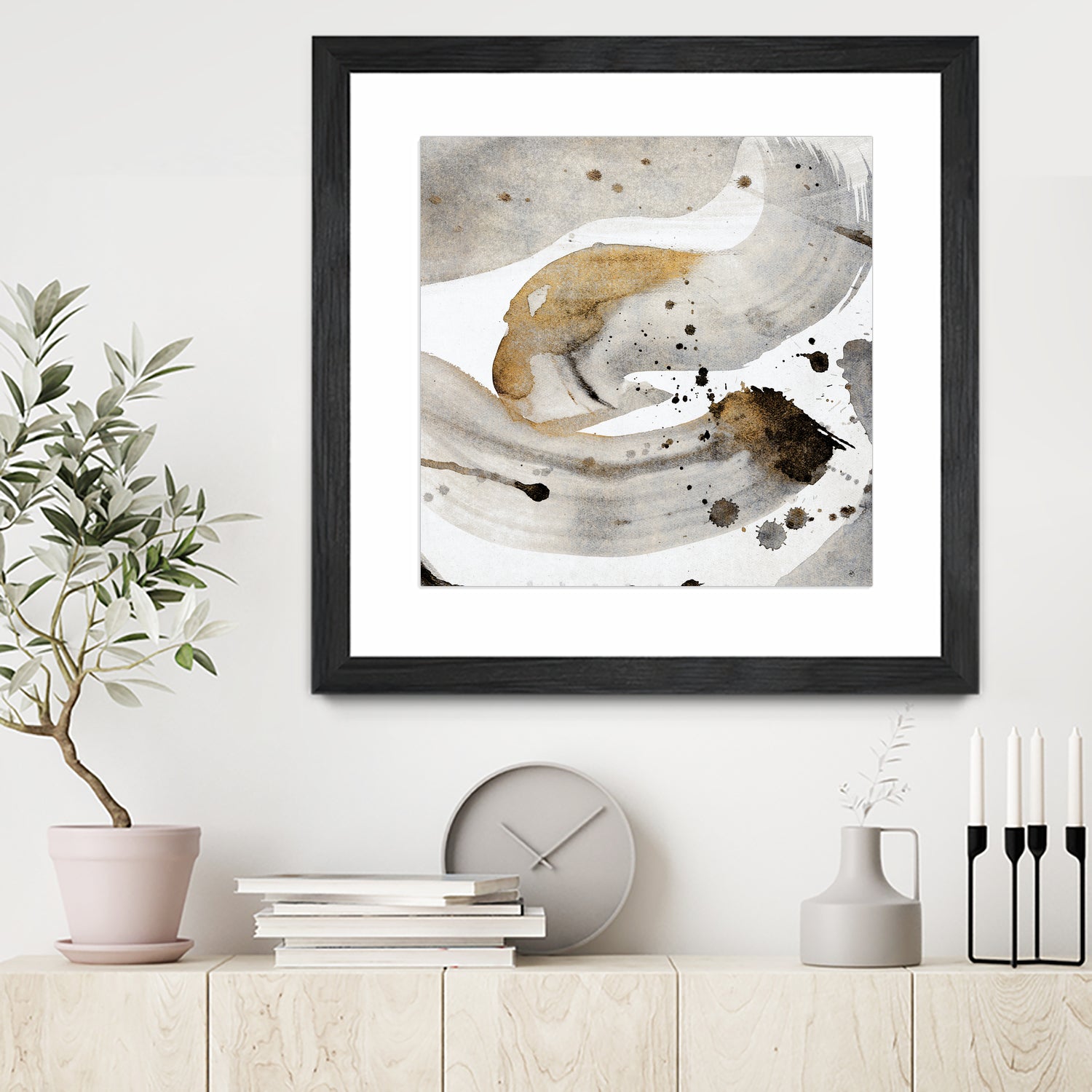 Gray Paint Abstract with Gold by Kat Papa on GIANT ART - abstract gray