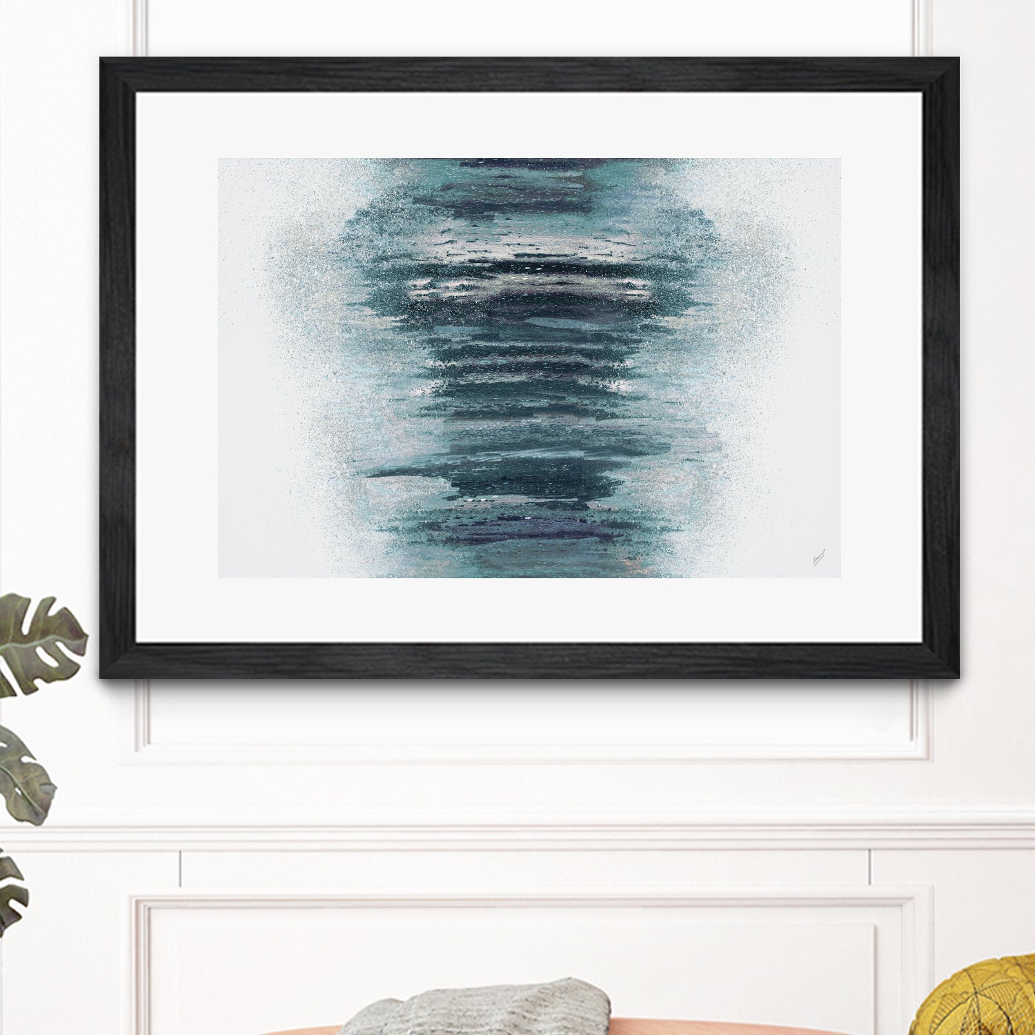 Teal with Silver Woods on White by Roberto Gonzalez on GIANT ART - abstract teal