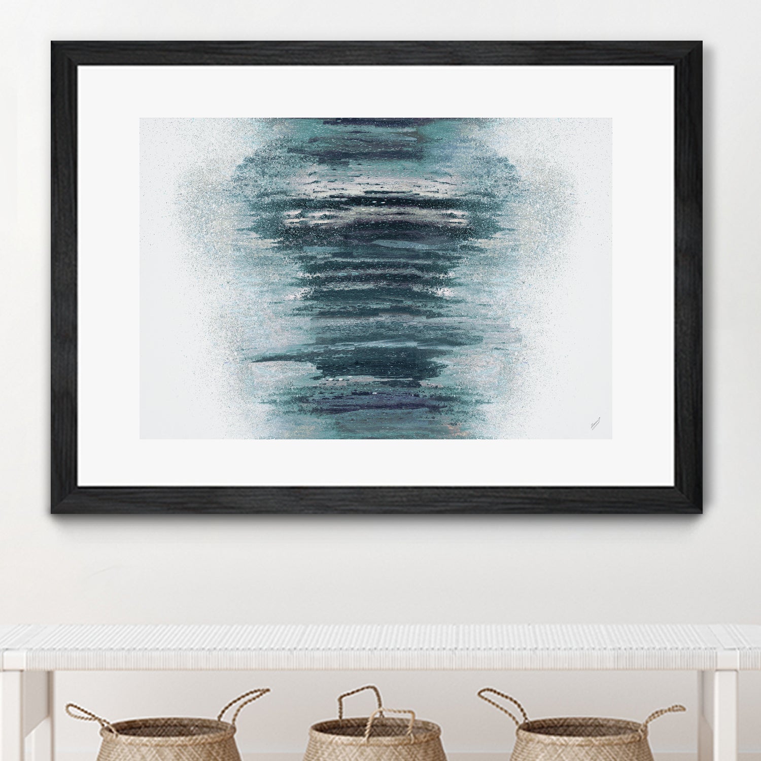 Teal with Silver Woods on White by Roberto Gonzalez on GIANT ART - abstract teal