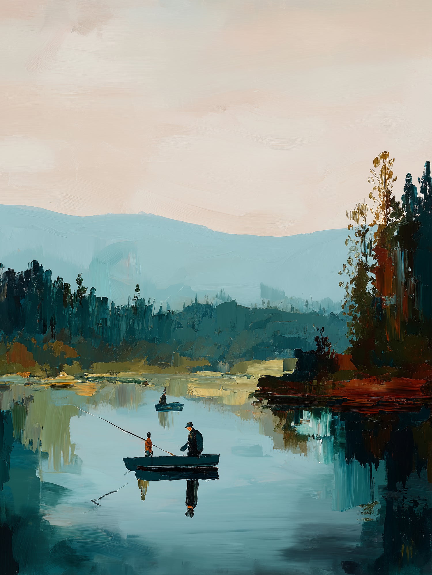 Morning on The Lake II by Paula Freeman on GIANT ART - landscapes seascapes lakes rivers