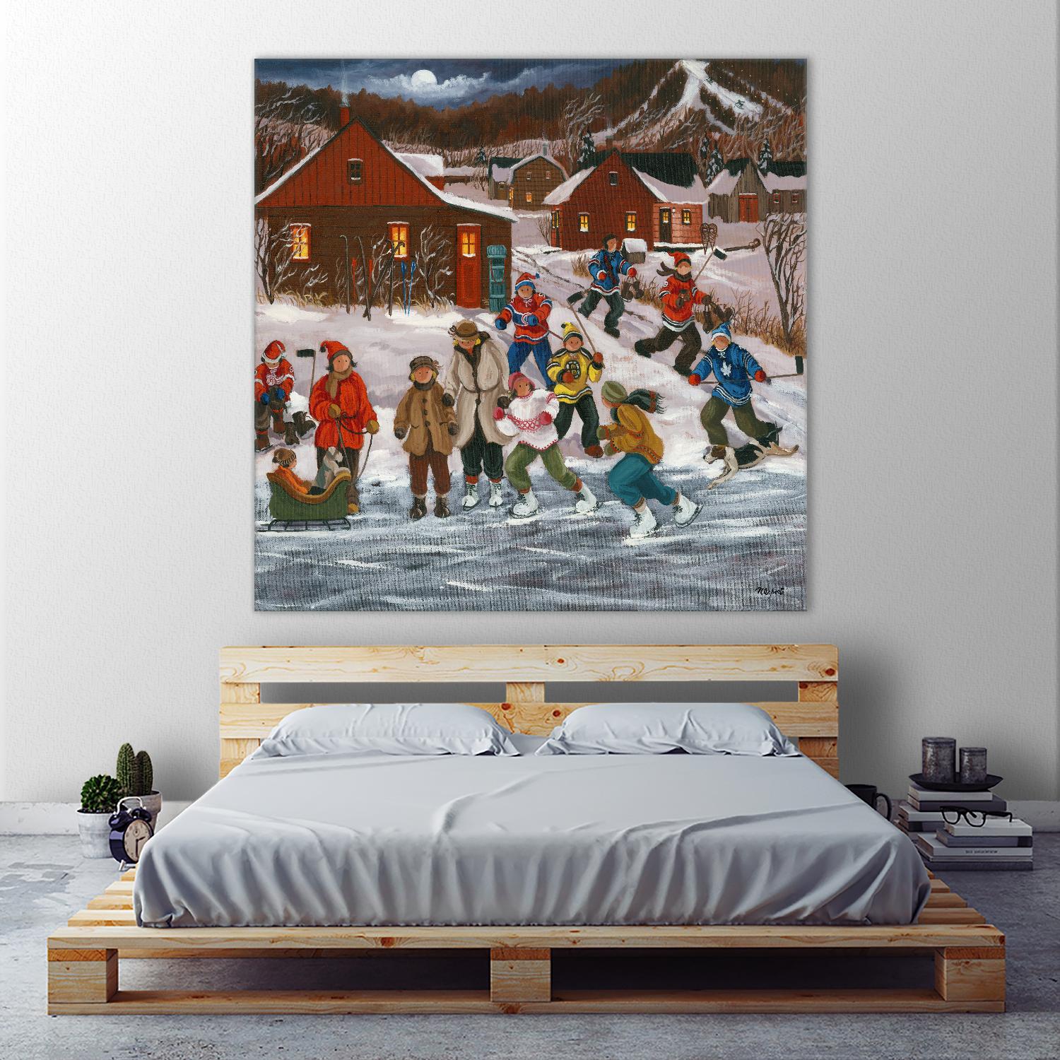 Sur le lac gelé by Nicole Laporte on GIANT ART - red winter scenes