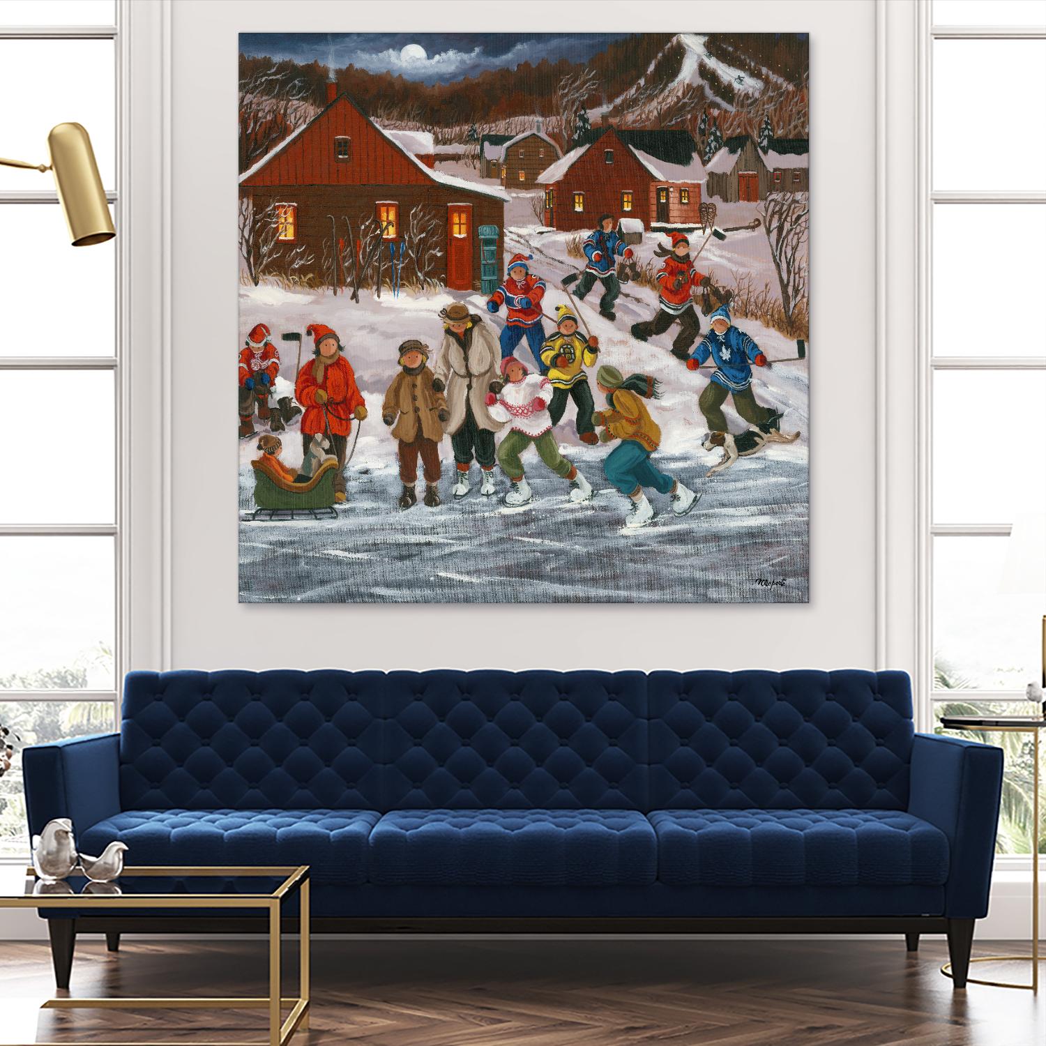 Sur le lac gelé by Nicole Laporte on GIANT ART - red winter scenes