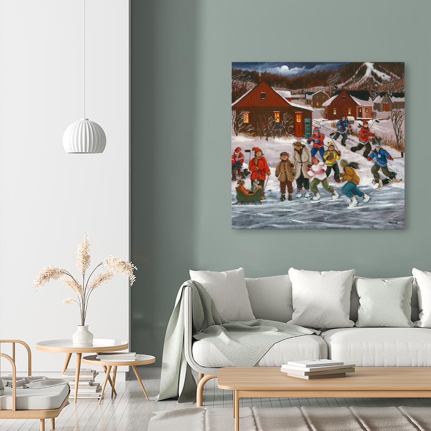 Sur le lac gelé by Nicole Laporte on GIANT ART - red winter scenes