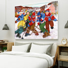 Partie de hockey by Nicole Laporte on GIANT ART - yellow winter scenes