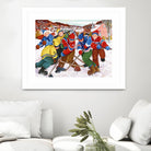 Partie de hockey by Nicole Laporte on GIANT ART - yellow winter scenes