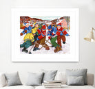 Partie de hockey by Nicole Laporte on GIANT ART - yellow winter scenes