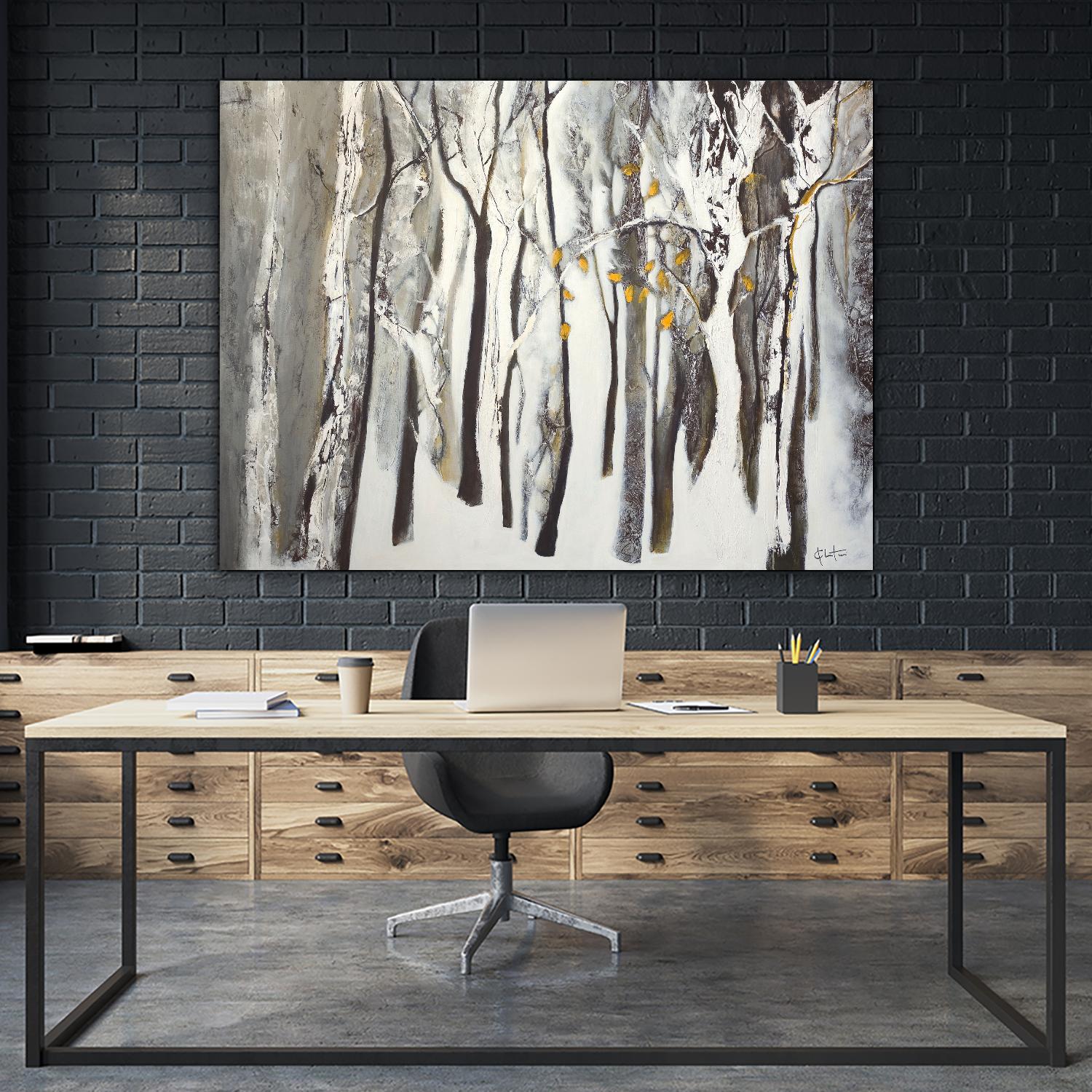 La forêt blanche by Kathleen Cloutier on GIANT ART - grey trees