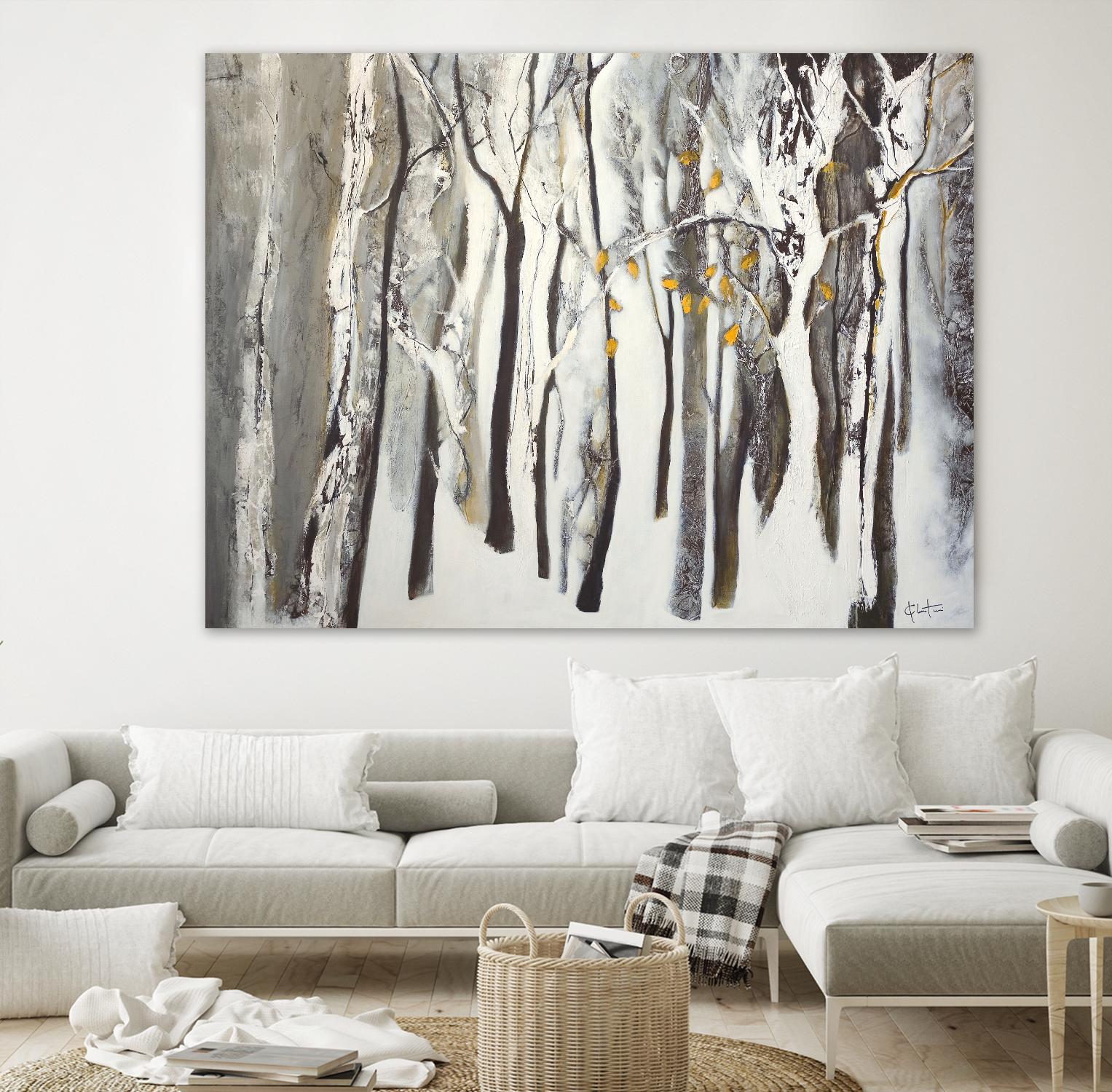 La forêt blanche by Kathleen Cloutier on GIANT ART - grey trees