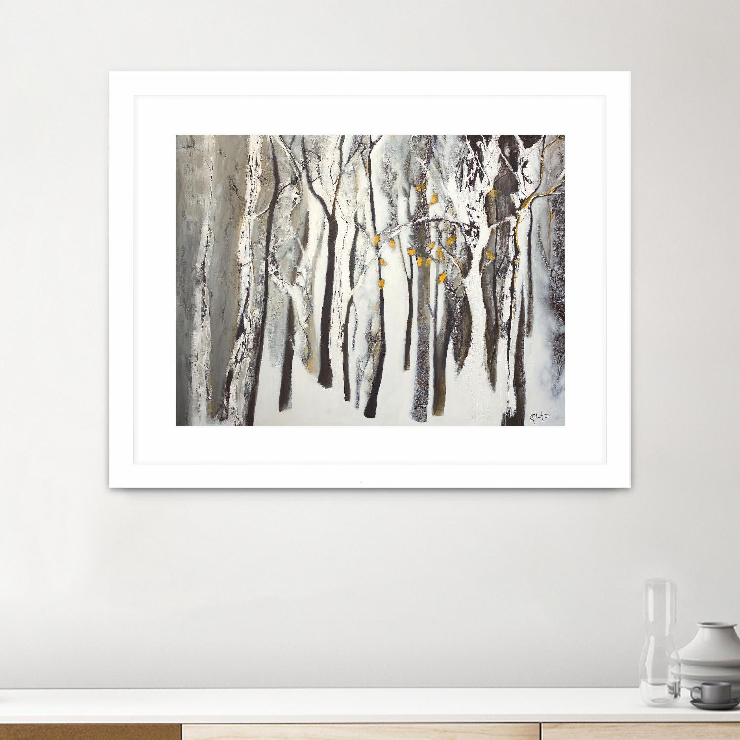 La forêt blanche by Kathleen Cloutier on GIANT ART - yellow trees artistes du québec