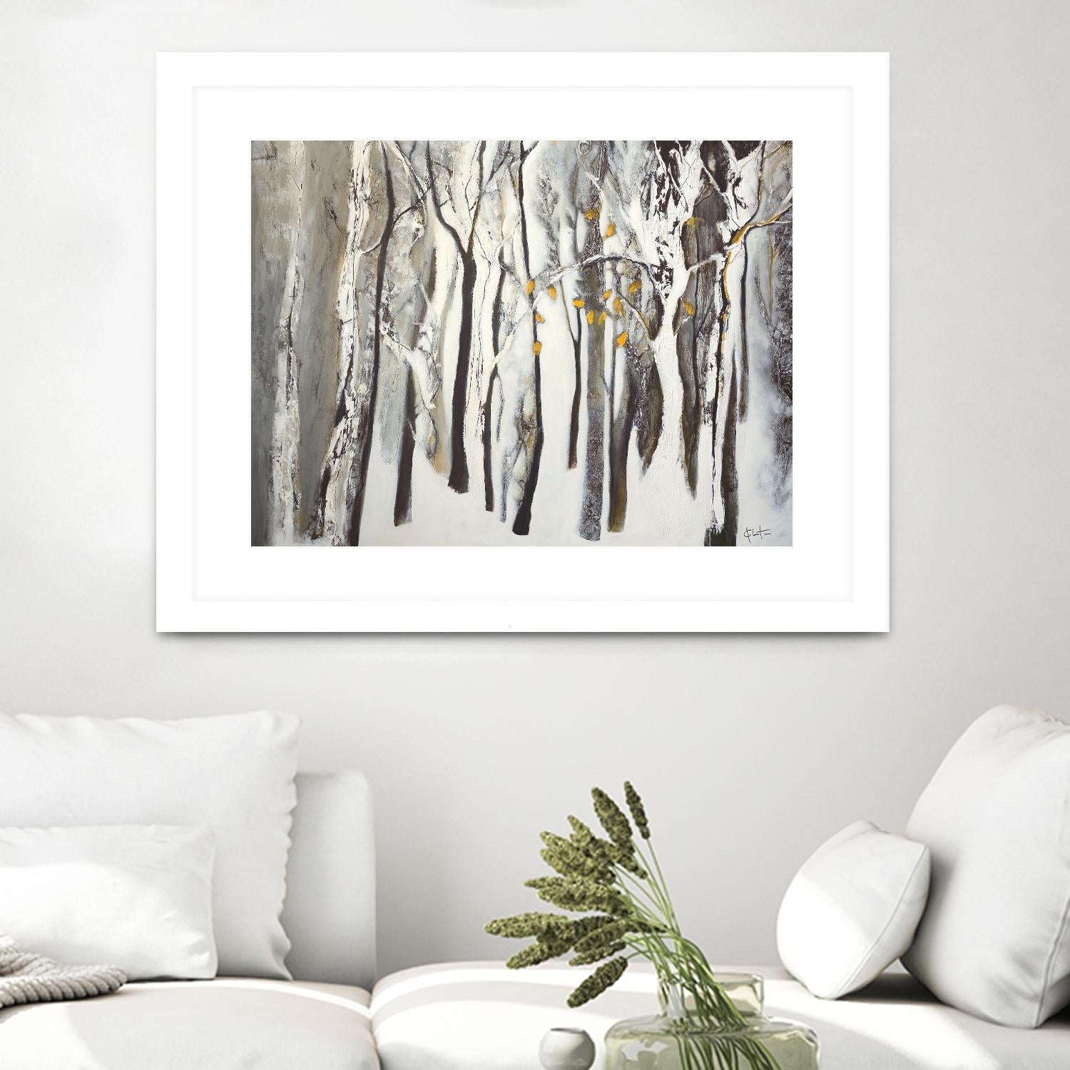 La forêt blanche by Kathleen Cloutier on GIANT ART - yellow trees artistes du québec