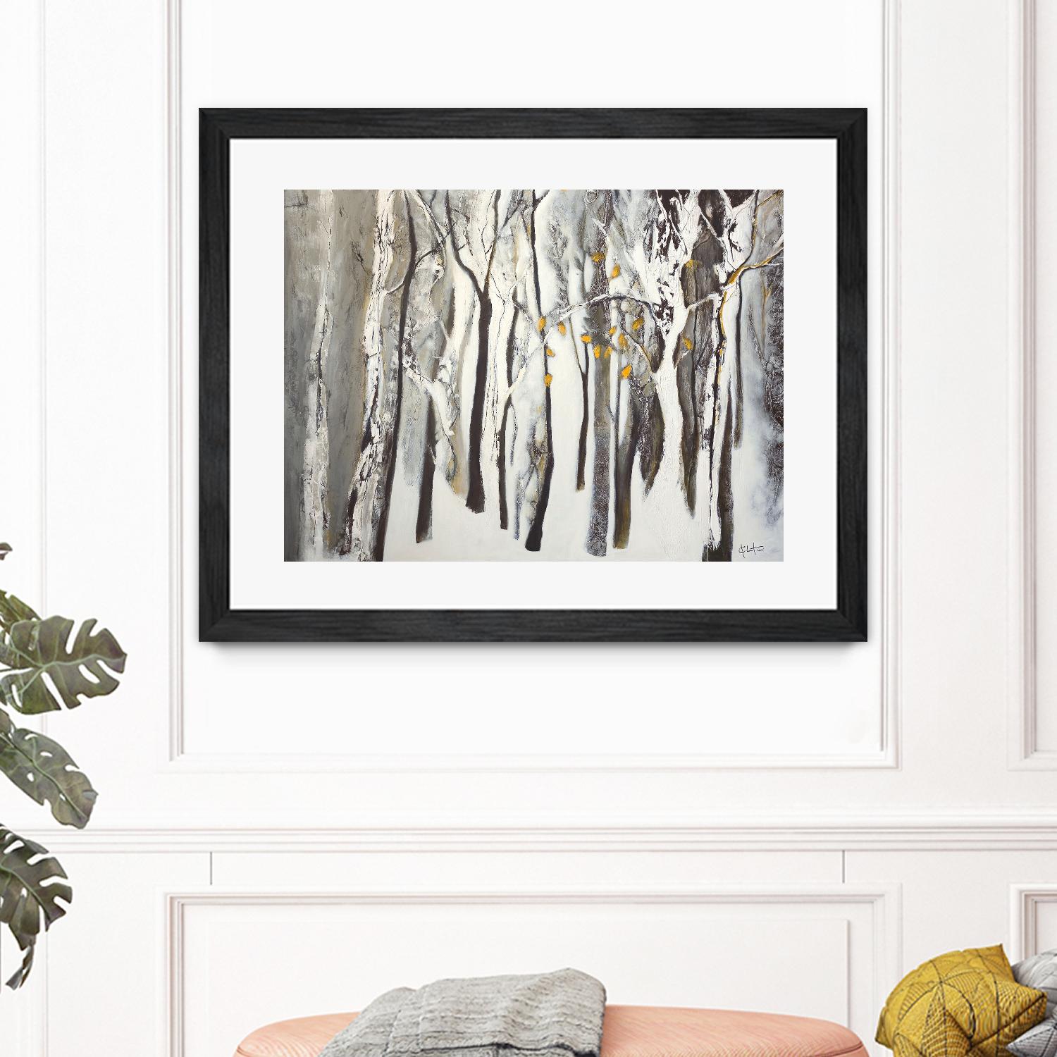 La forêt blanche by Kathleen Cloutier on GIANT ART - yellow trees artistes du québec