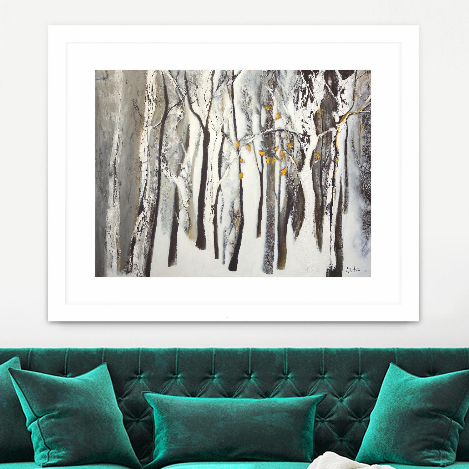 La forêt blanche by Kathleen Cloutier on GIANT ART - yellow trees artistes du québec