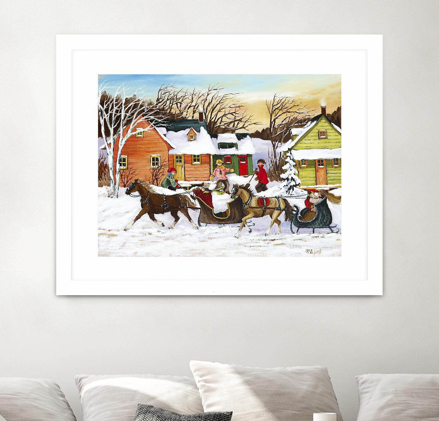 Premier arrivé by Nicole Laporte on GIANT ART - red winter scenes quebec artists