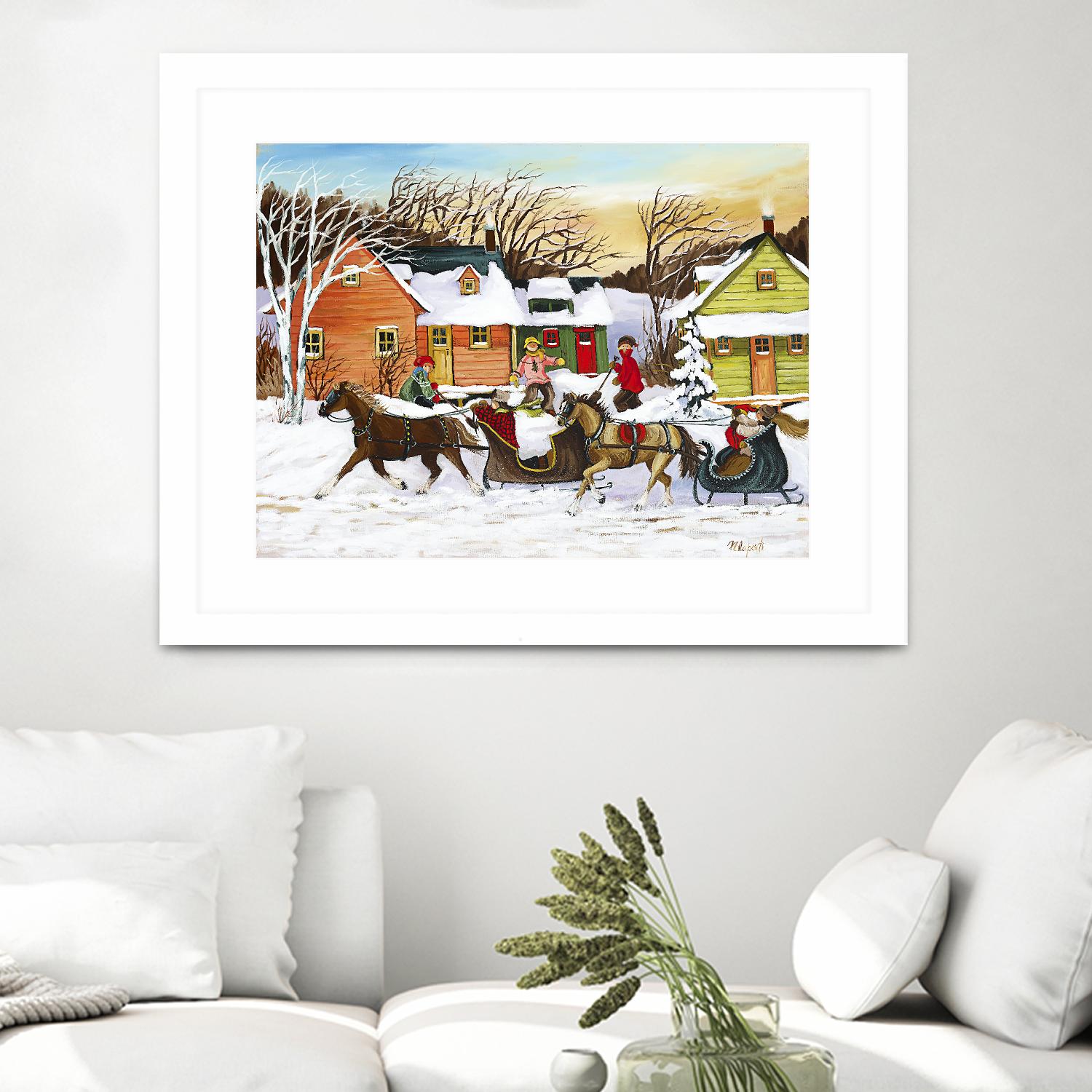 Premier arrivé by Nicole Laporte on GIANT ART - red winter scenes quebec artists