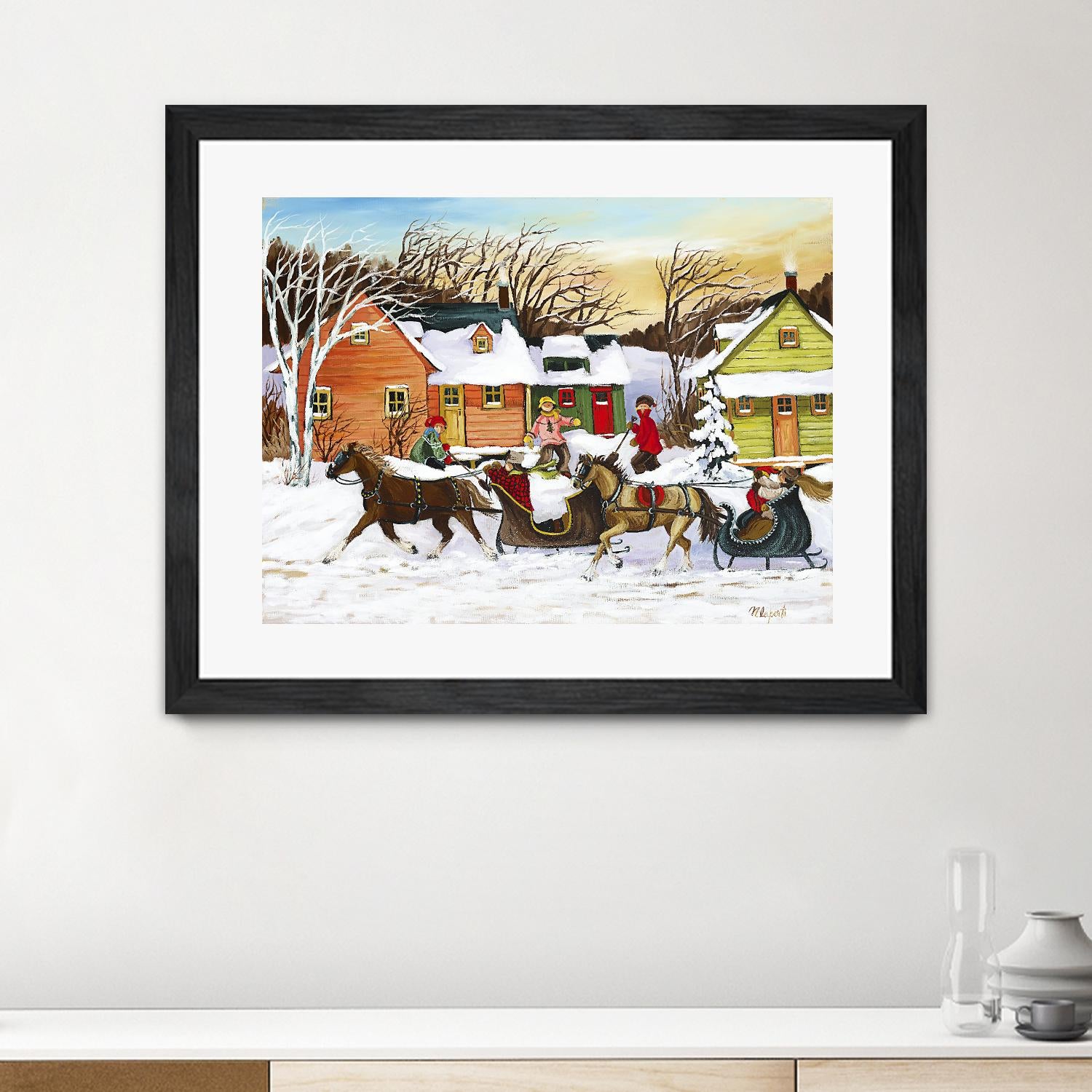 Premier arrivé by Nicole Laporte on GIANT ART - red winter scenes quebec artists