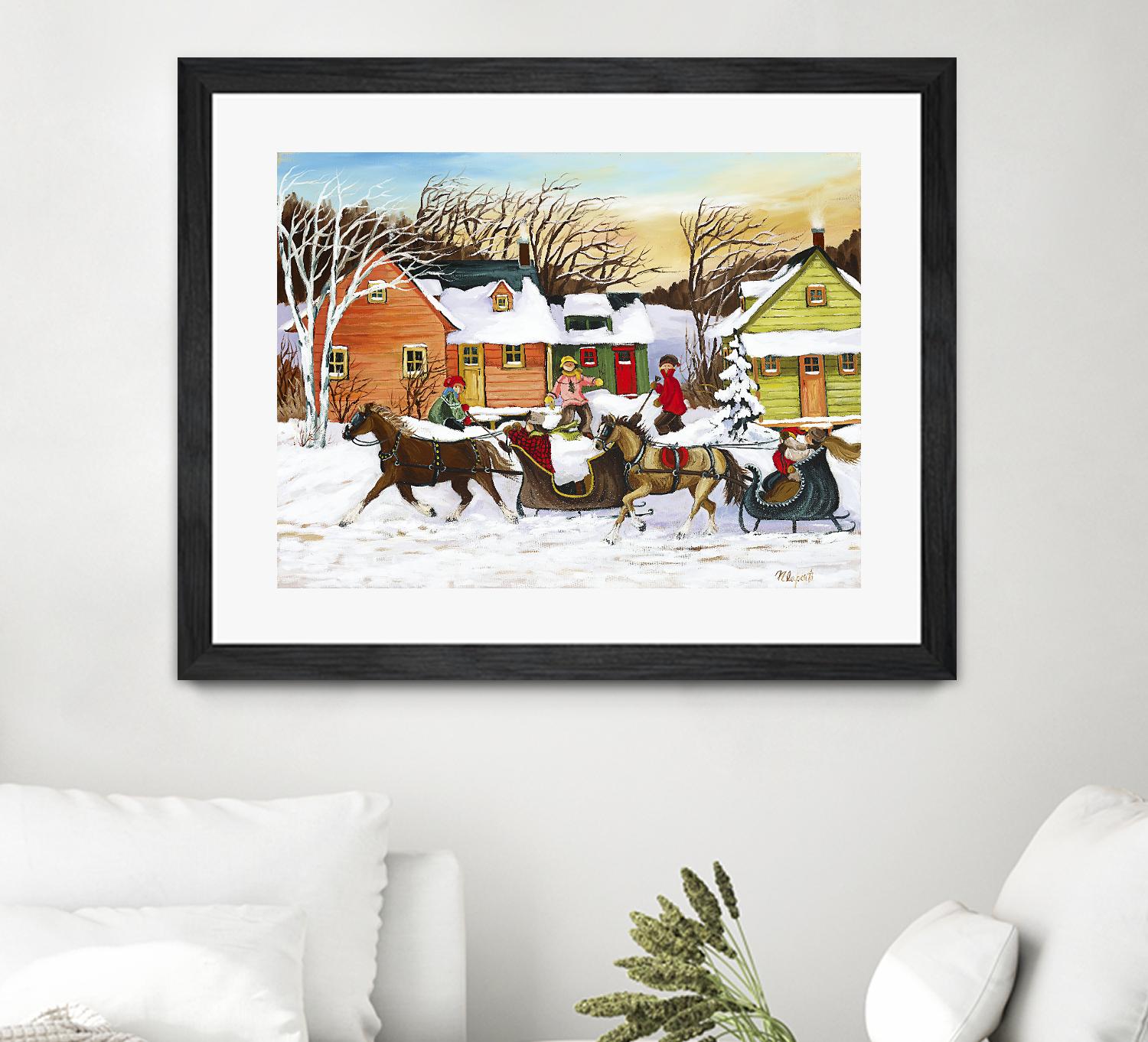 Premier arrivé by Nicole Laporte on GIANT ART - red winter scenes quebec artists