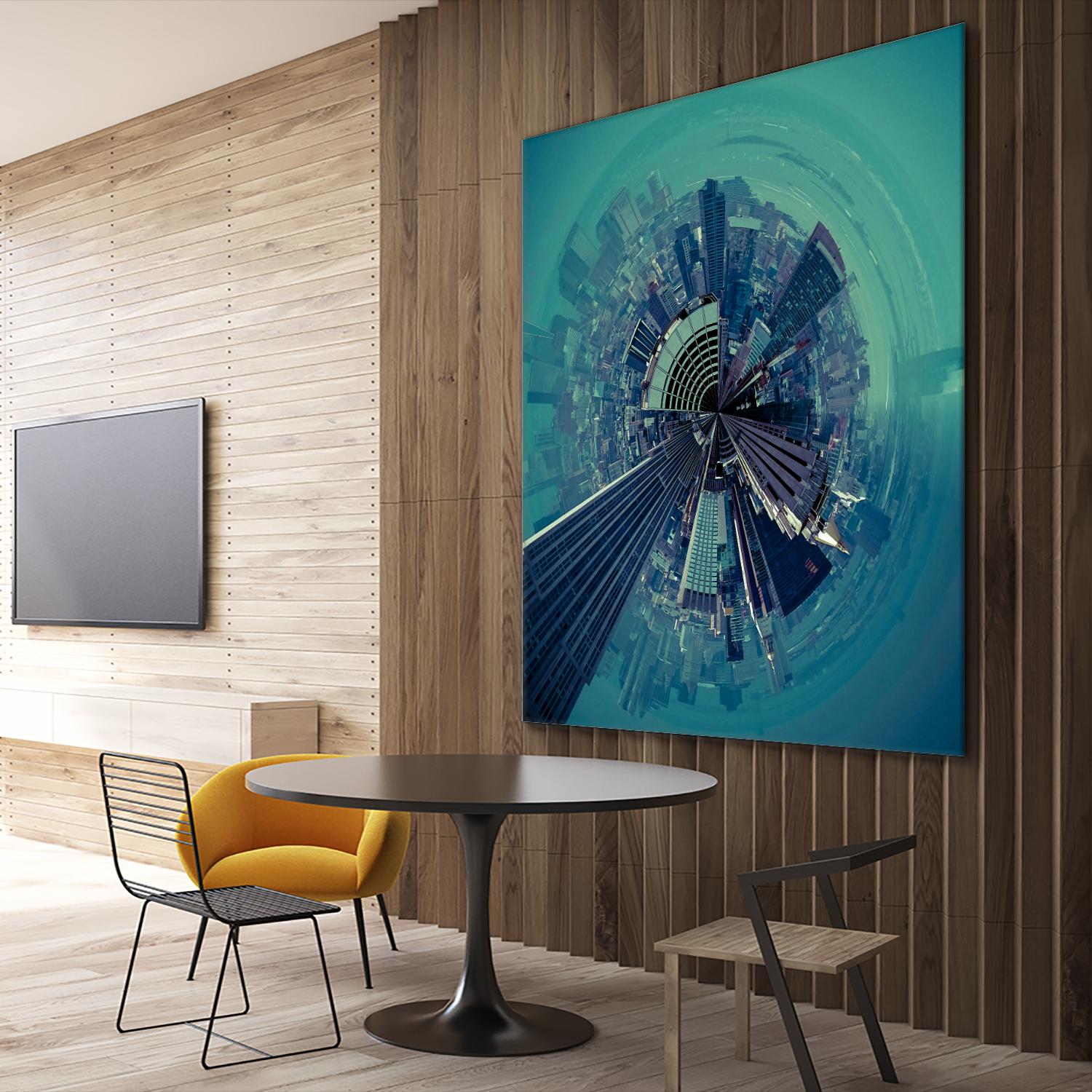 City Center III by Jean-François Dupuis on GIANT ART - turquoise city scene