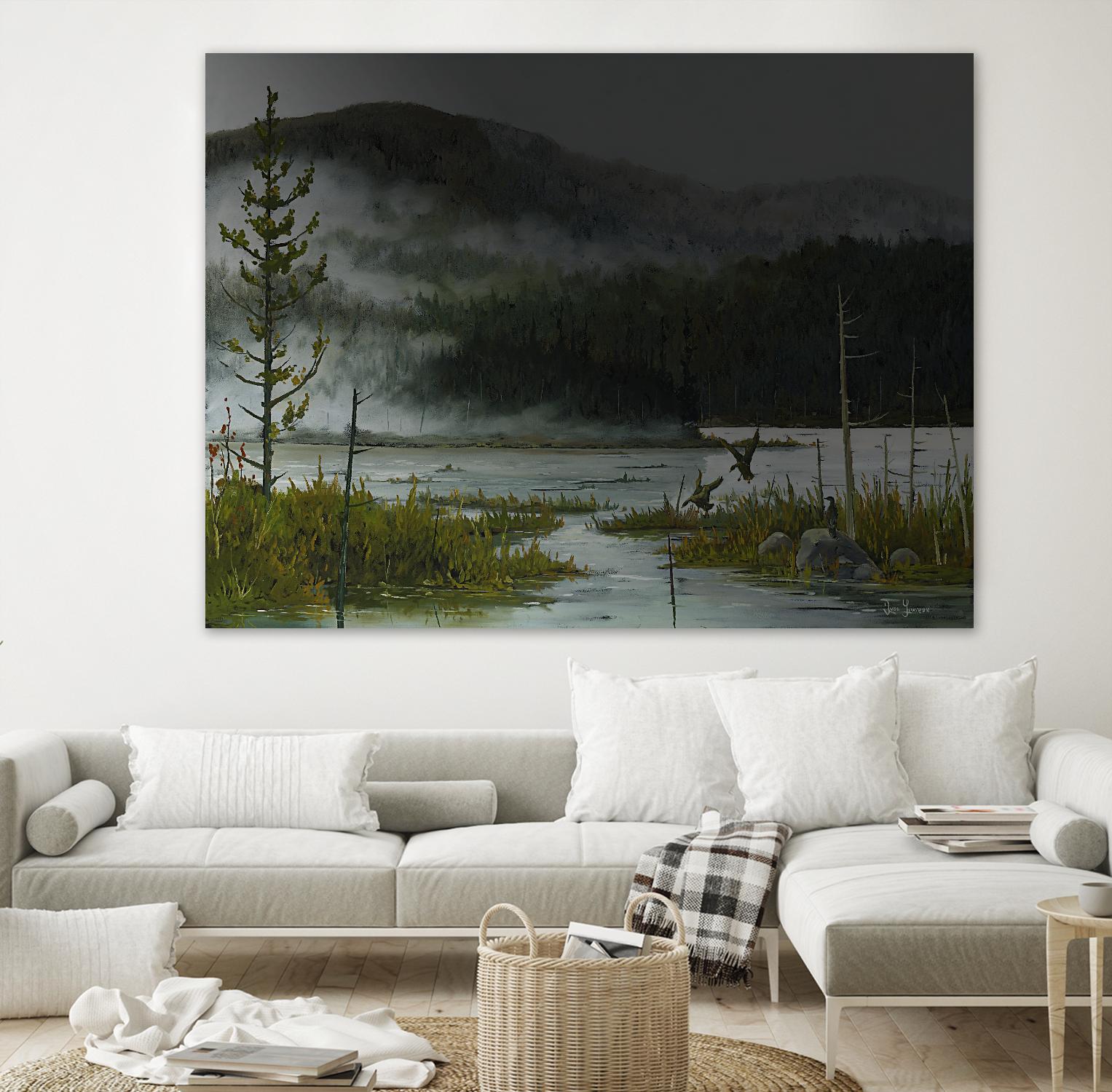 Le lac vaseau by Yvon Lemieux on GIANT ART - green landscape