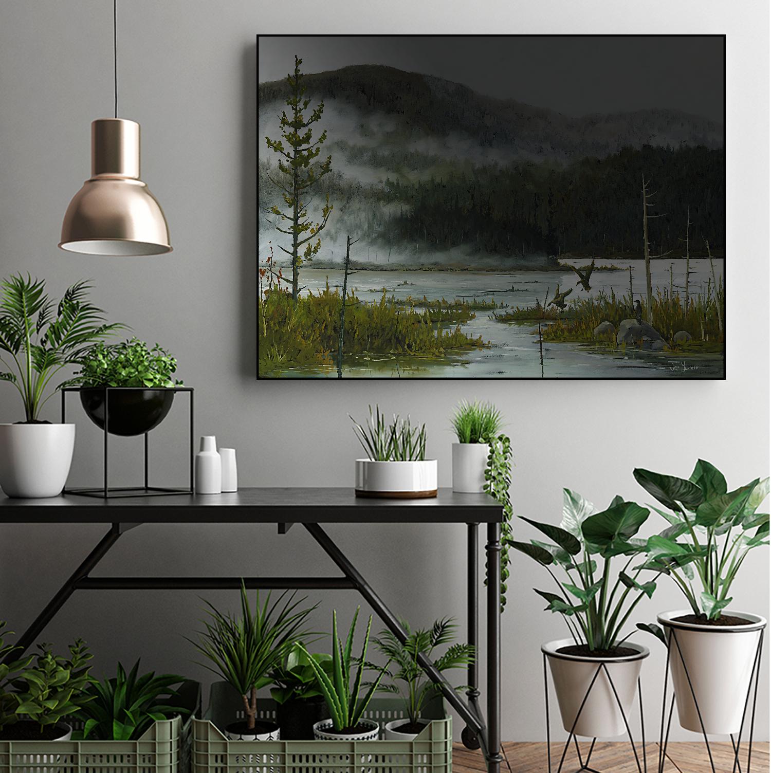 Le lac vaseau by Yvon Lemieux on GIANT ART - green landscape