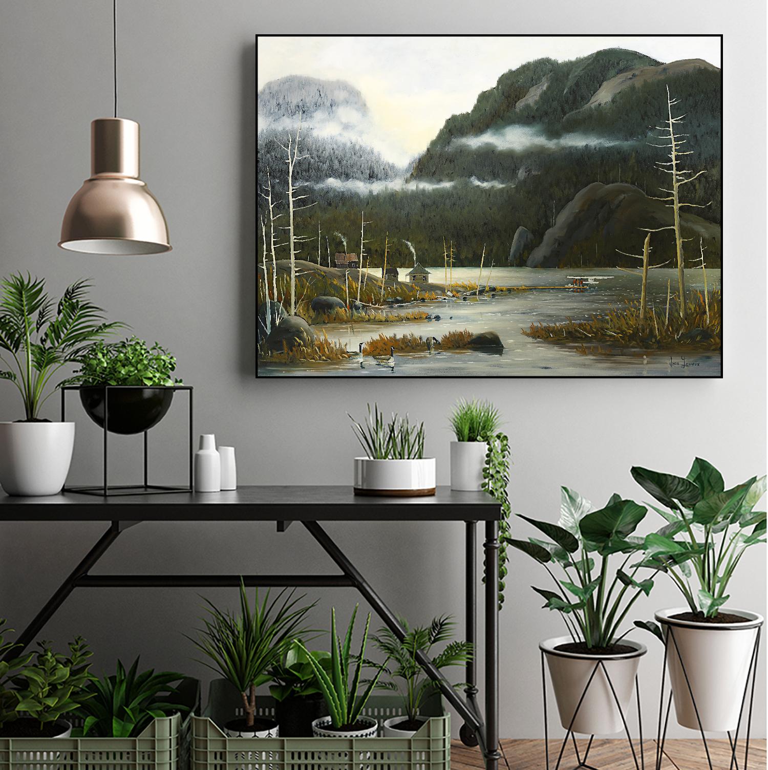 Départ pour la chasse by Yvon Lemieux on GIANT ART - green landscape