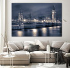 Night time at the Houses of Parliament by Nick Jackson on GIANT ART - blue city scene