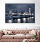 Night time at the Houses of Parliament by Nick Jackson on GIANT ART - blue city scene