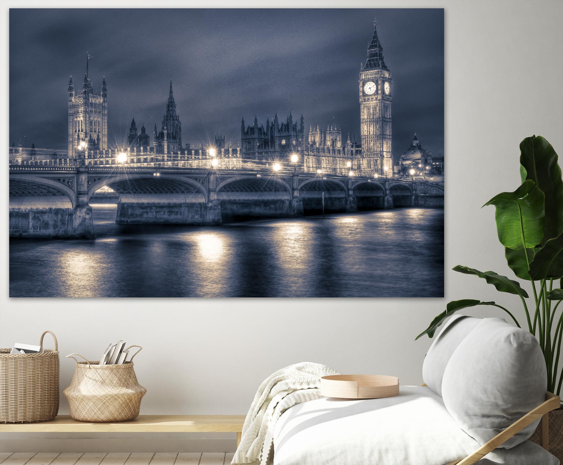 Night time at the Houses of Parliament by Nick Jackson on GIANT ART - blue city scene