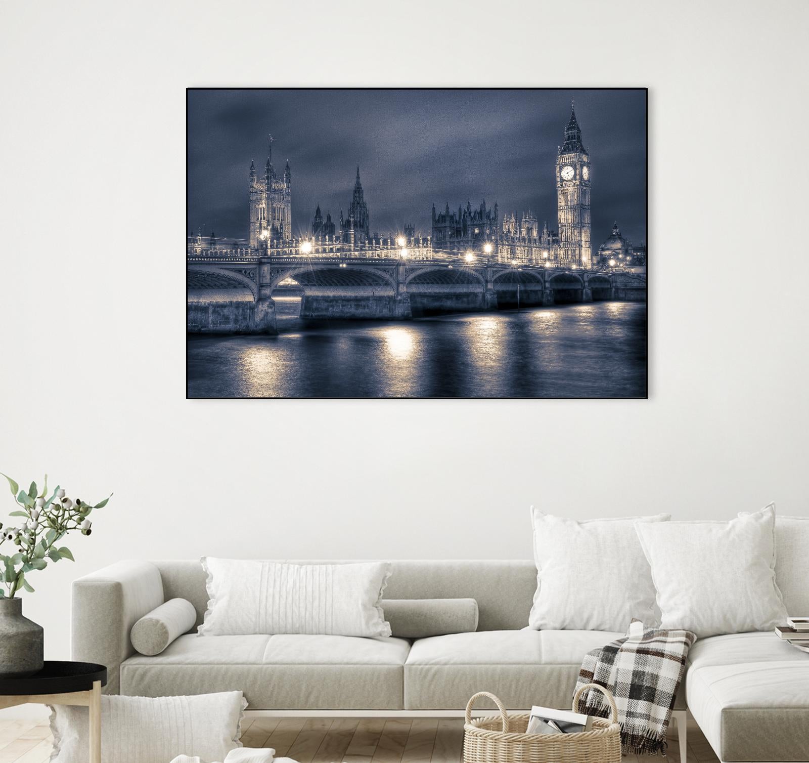 Night time at the Houses of Parliament by Nick Jackson on GIANT ART - blue city scene