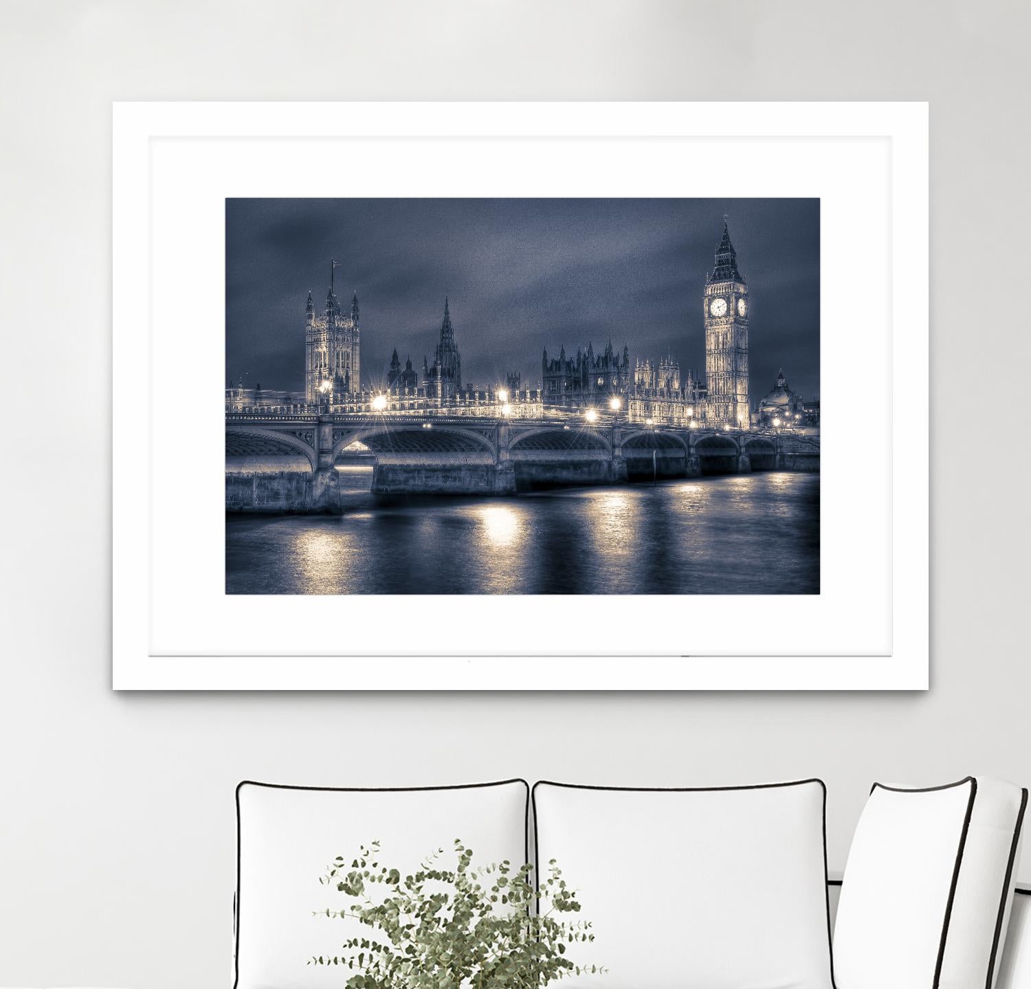 Night time at the Houses of Parliament by Nick Jackson on GIANT ART - blue city scene