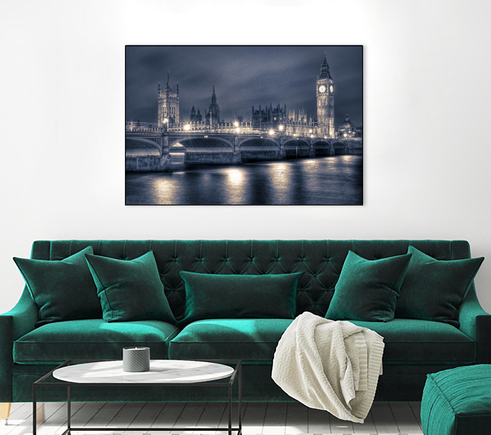 Night time at the Houses of Parliament by Nick Jackson on GIANT ART - blue city scene
