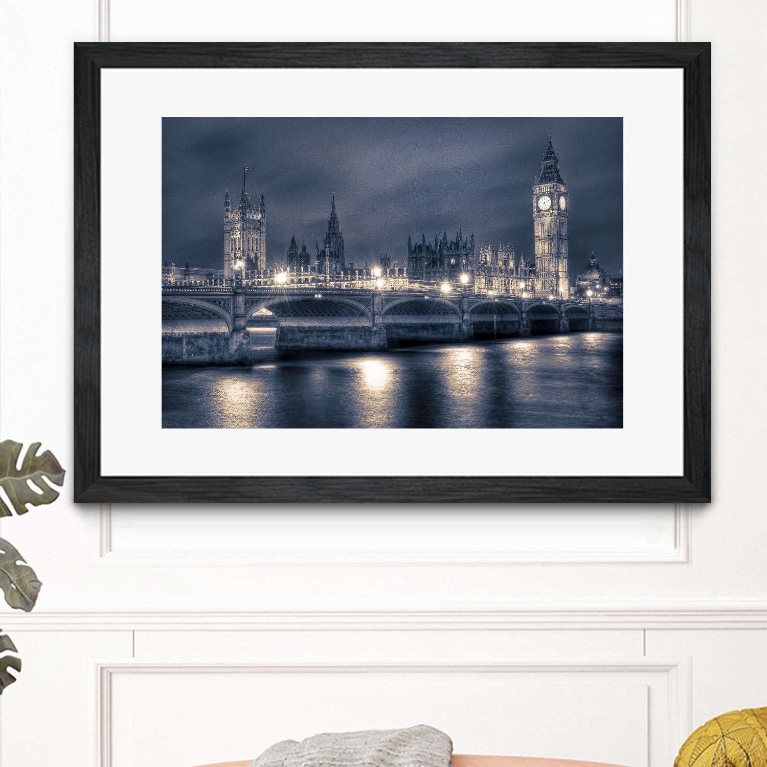 Night time at the Houses of Parliament by Nick Jackson on GIANT ART - blue city scene