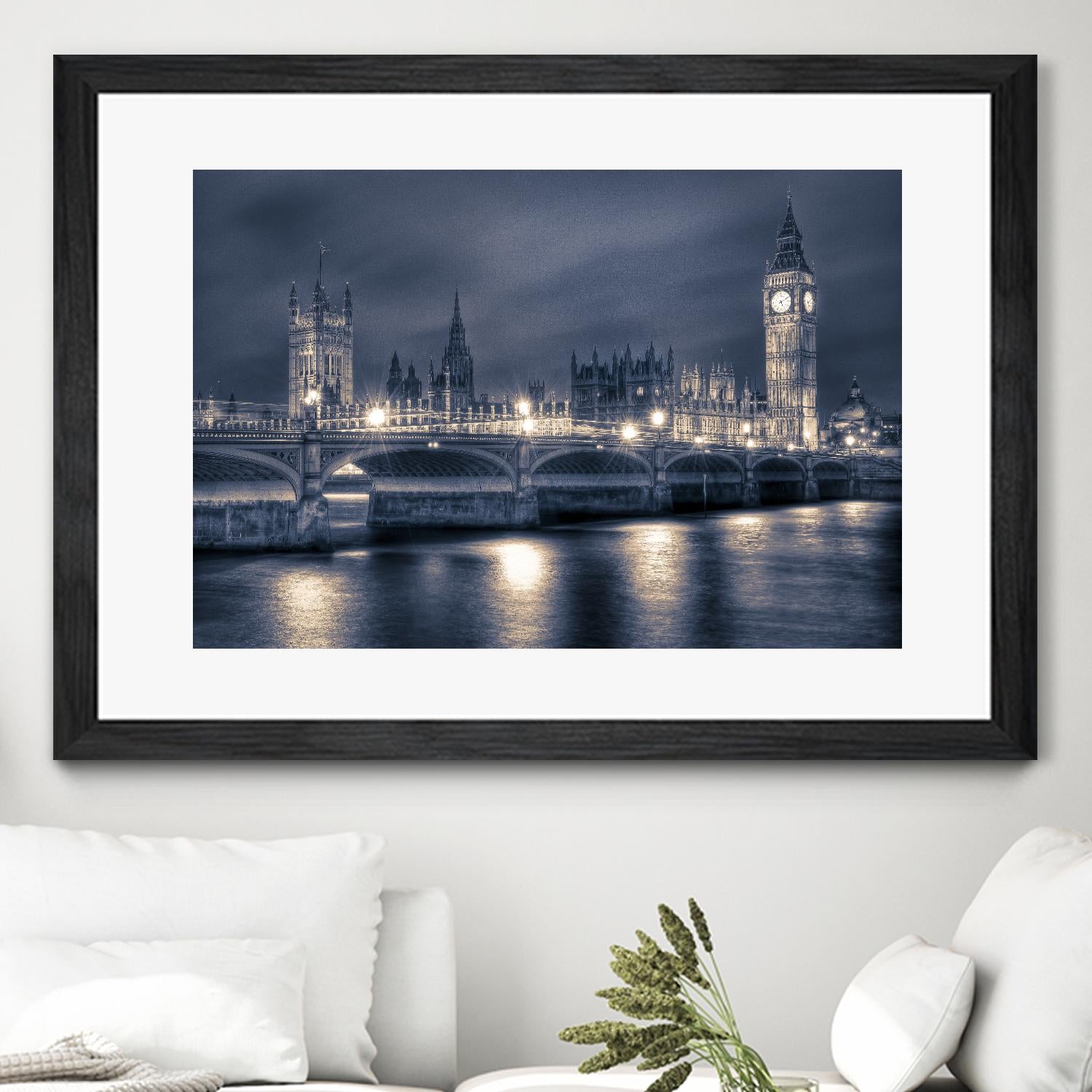 Night time at the Houses of Parliament by Nick Jackson on GIANT ART - blue city scene