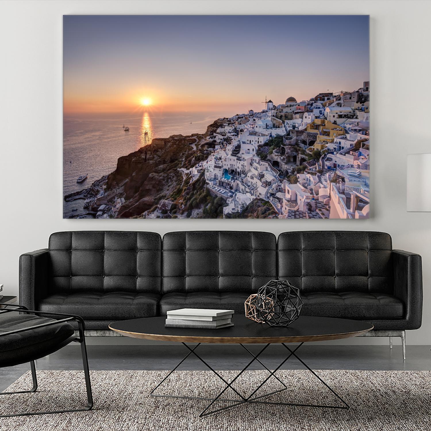 Sailing into the sunset, Oia, Greece by Nick Jackson on GIANT ART - blue landscape