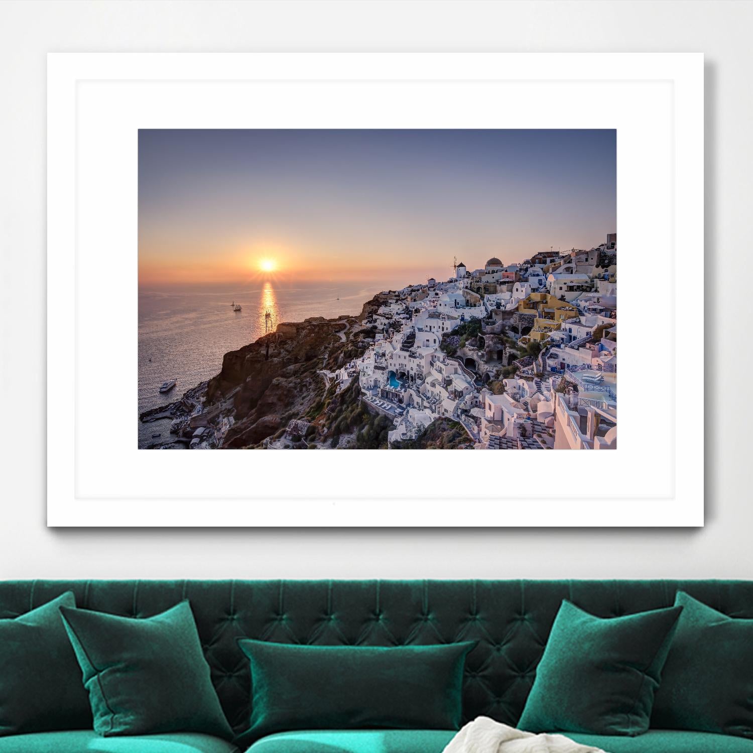 Sailing into the sunset, Oia, Greece by Nick Jackson on GIANT ART - blue landscape