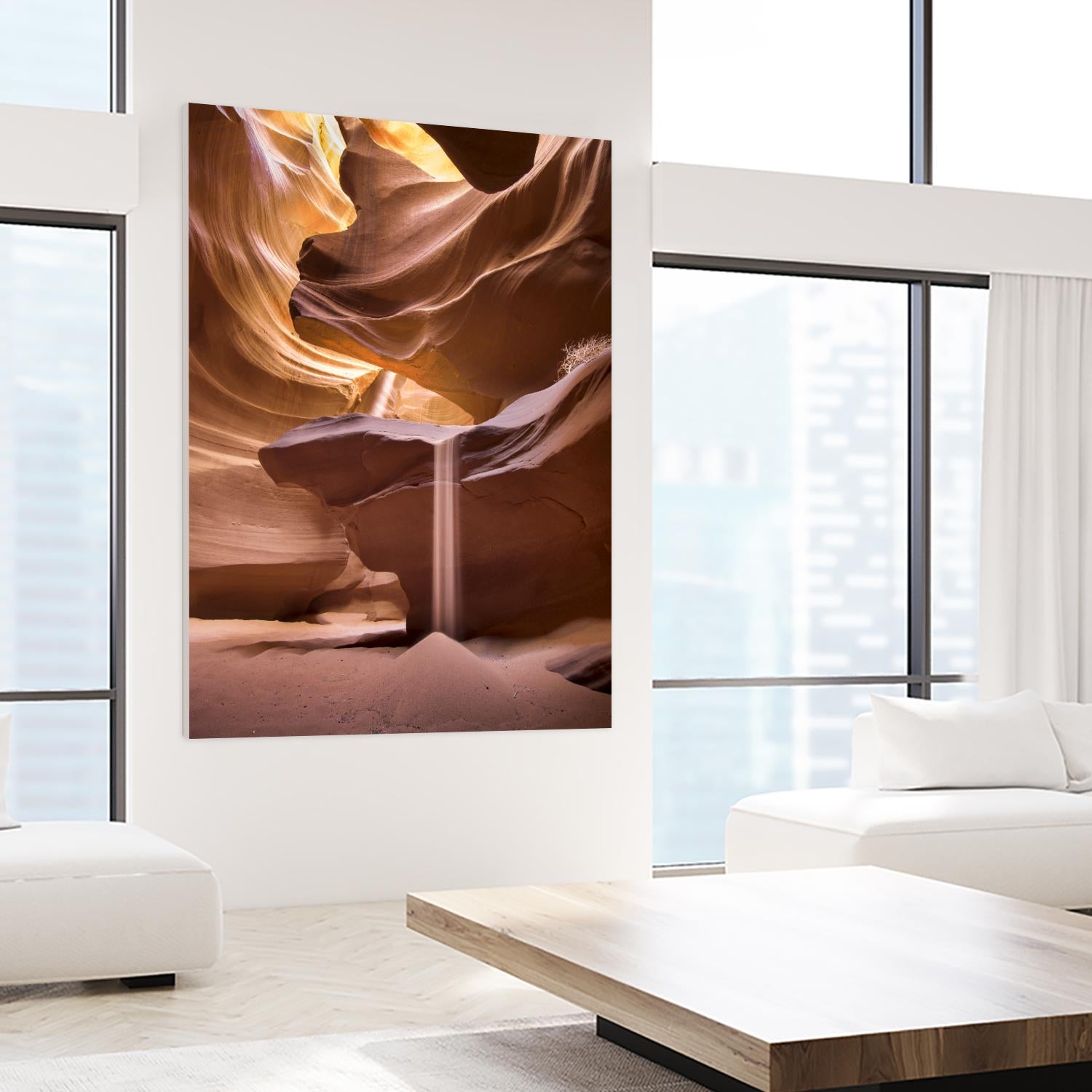 Sand pours through Antelope Canyon by Nick Jackson on GIANT ART - yellow landscape