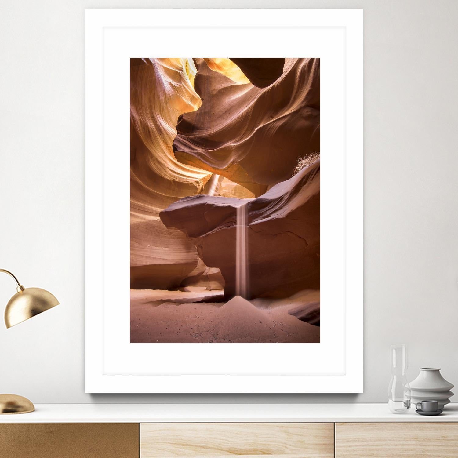 Sand pours through Antelope Canyon by Nick Jackson on GIANT ART - yellow landscape