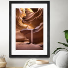 Sand pours through Antelope Canyon by Nick Jackson on GIANT ART - yellow landscape