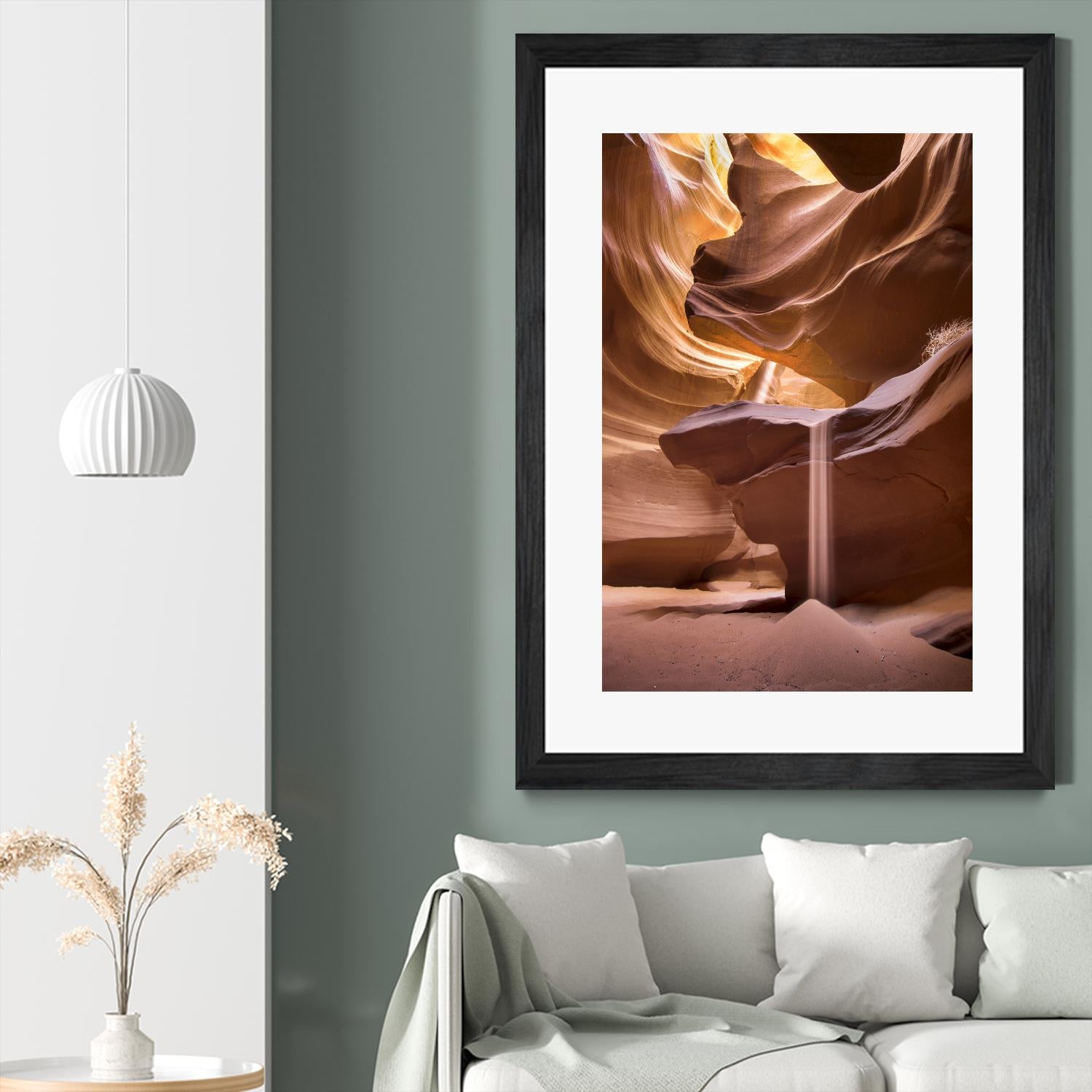 Sand pours through Antelope Canyon by Nick Jackson on GIANT ART - yellow landscape