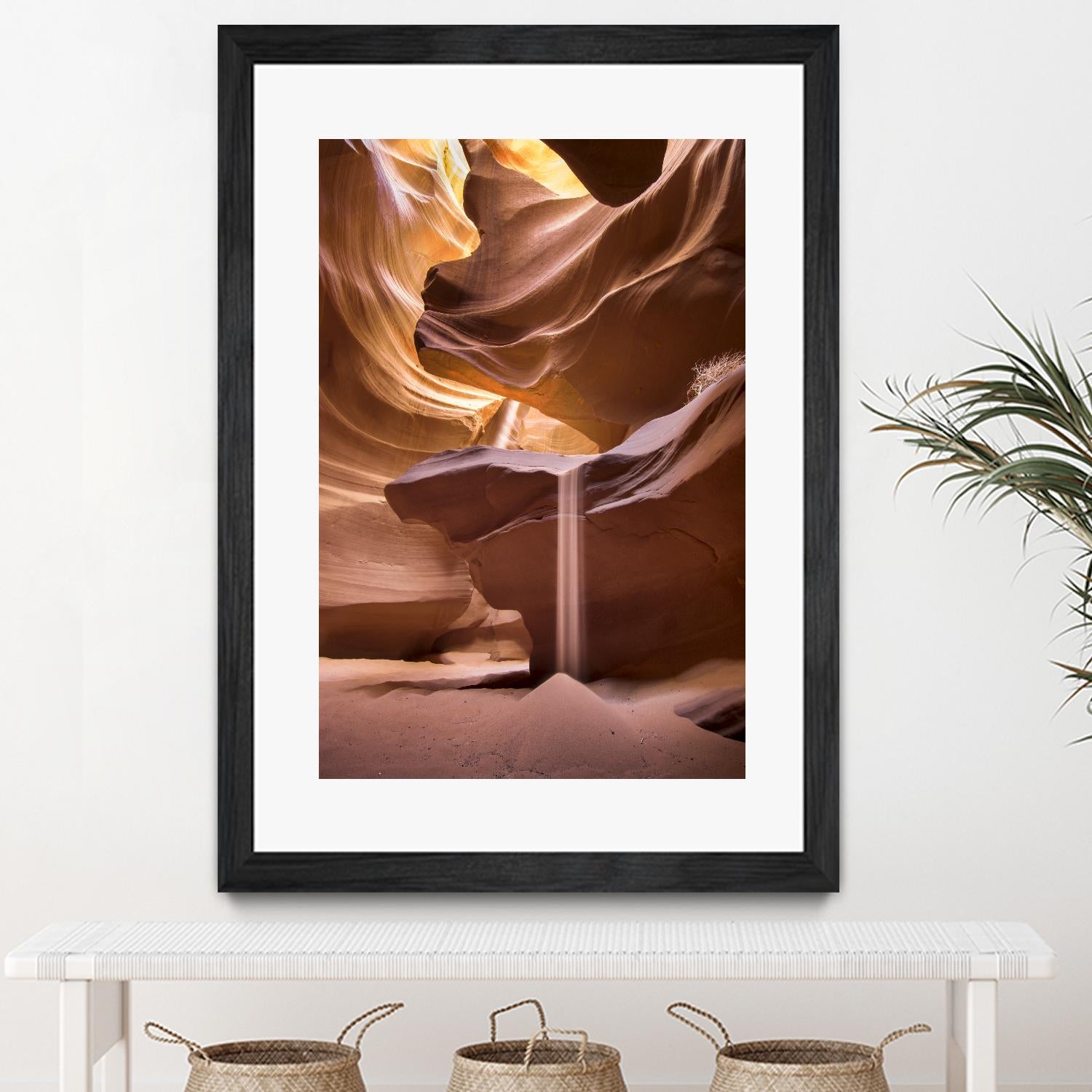 Sand pours through Antelope Canyon by Nick Jackson on GIANT ART - yellow landscape