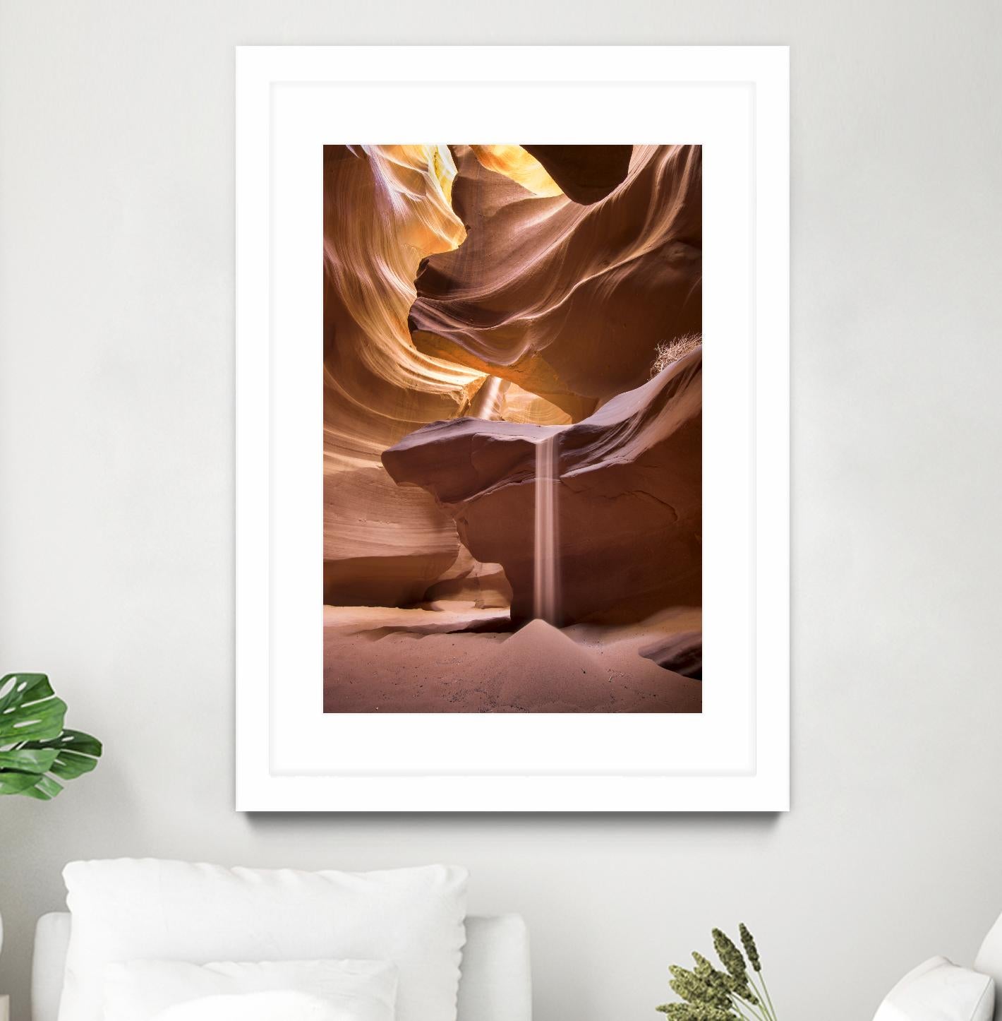 Sand pours through Antelope Canyon by Nick Jackson on GIANT ART - yellow landscape