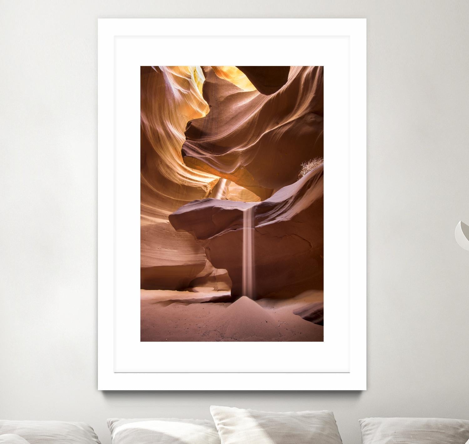Sand pours through Antelope Canyon by Nick Jackson on GIANT ART - yellow landscape