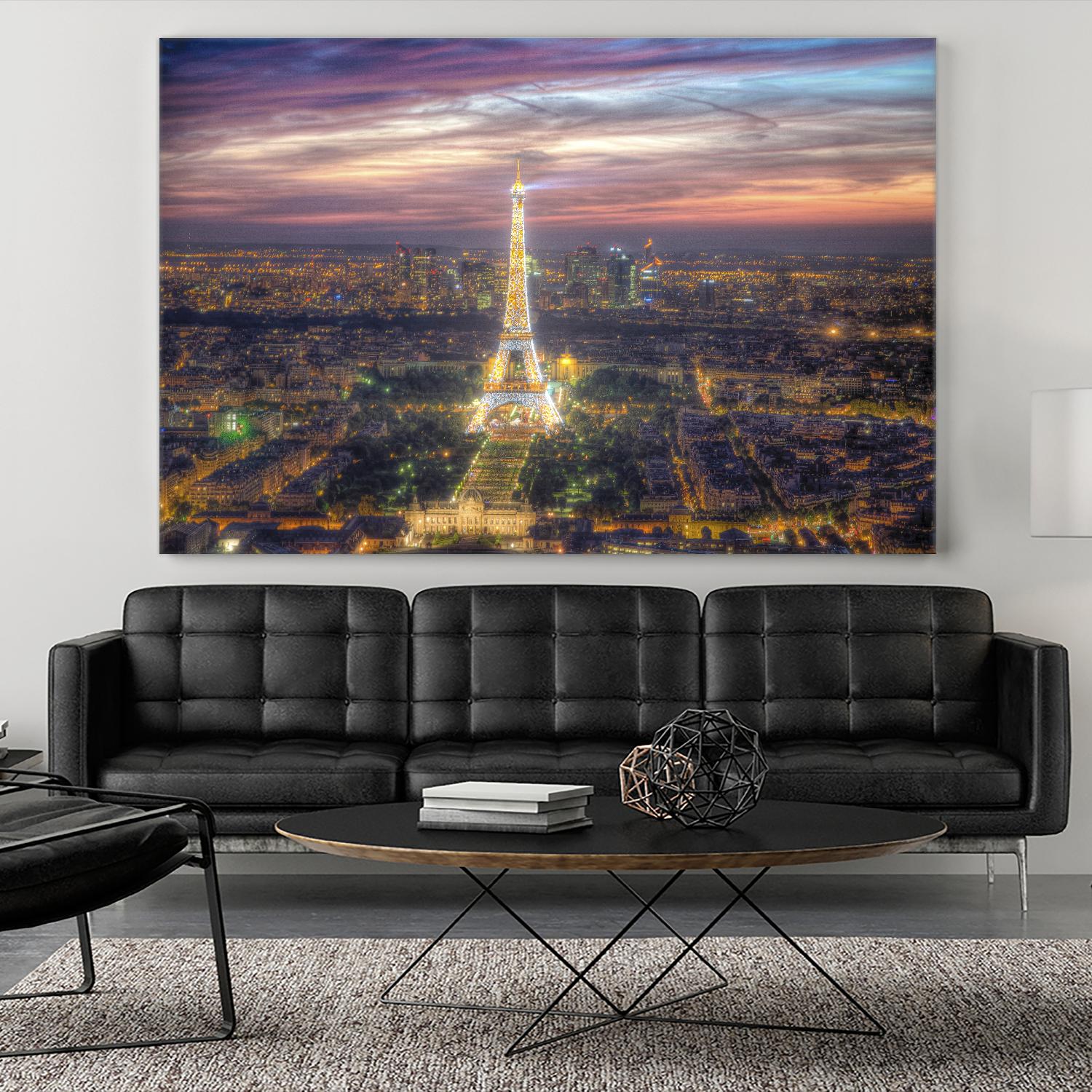 The sparkling lights of the Eiffel Tower by Nick Jackson on GIANT ART - pink city scene