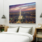 The sparkling lights of the Eiffel Tower by Nick Jackson on GIANT ART - pink city scene