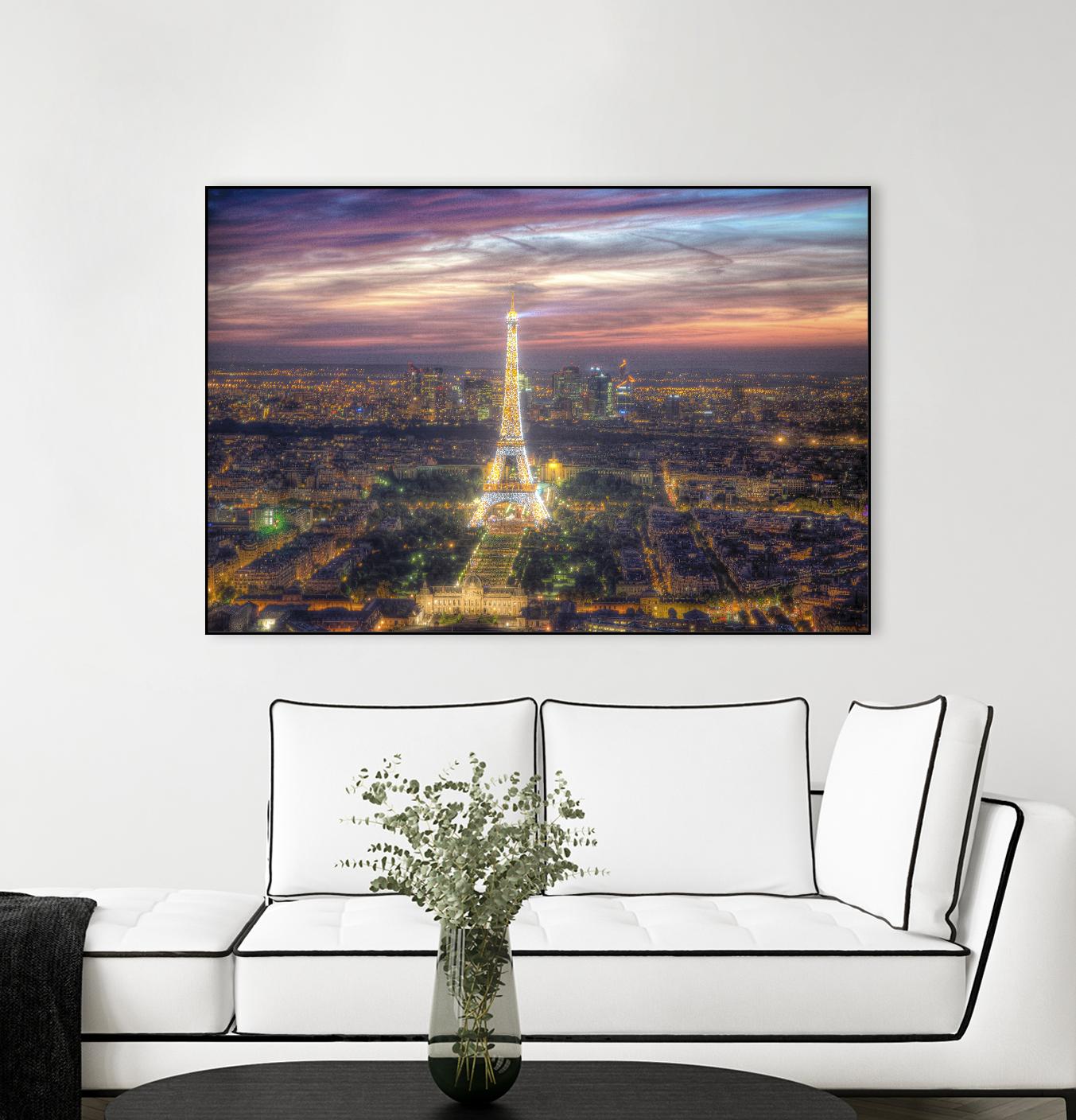 The sparkling lights of the Eiffel Tower by Nick Jackson on GIANT ART - pink city scene