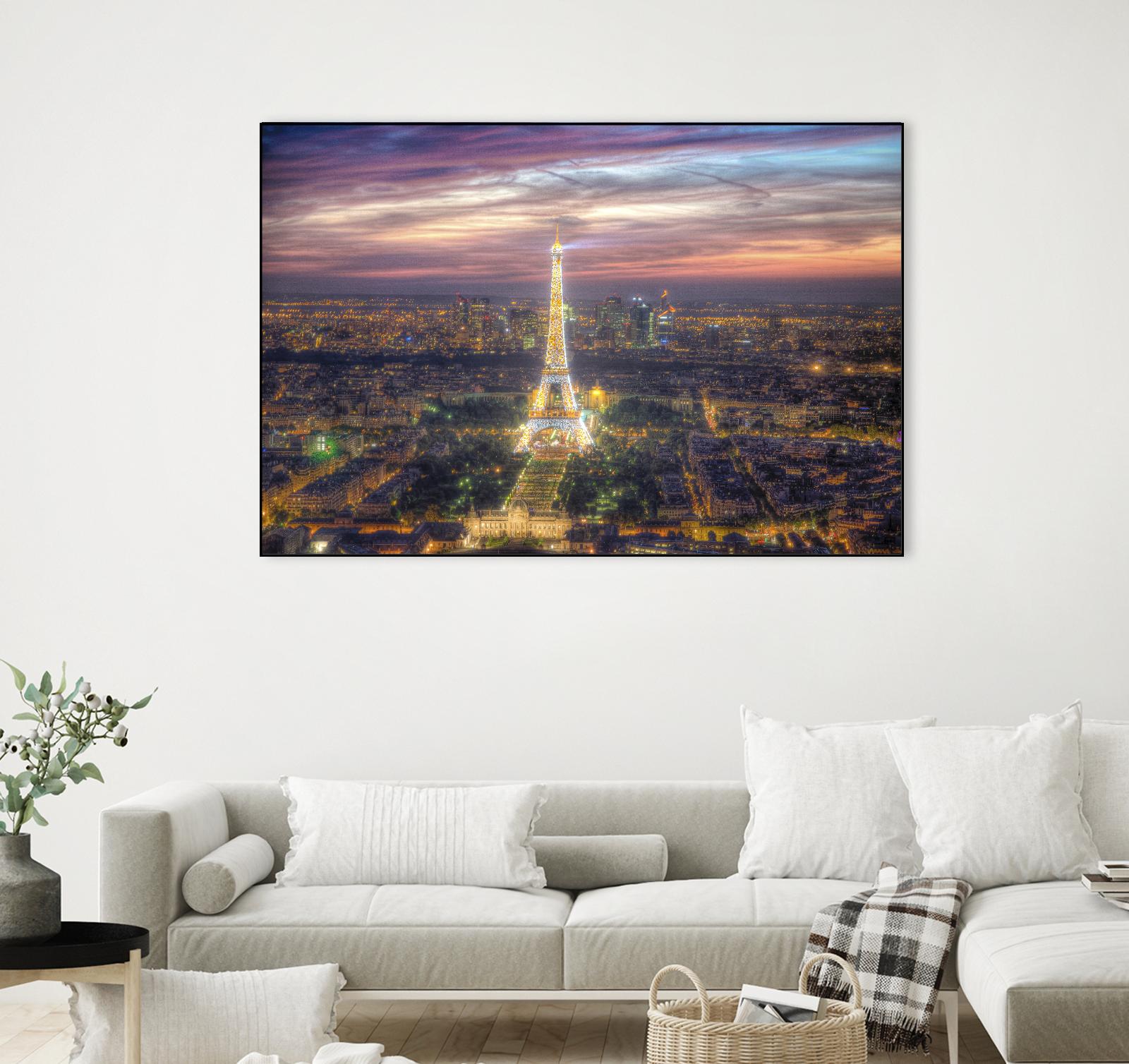 The sparkling lights of the Eiffel Tower by Nick Jackson on GIANT ART - pink city scene