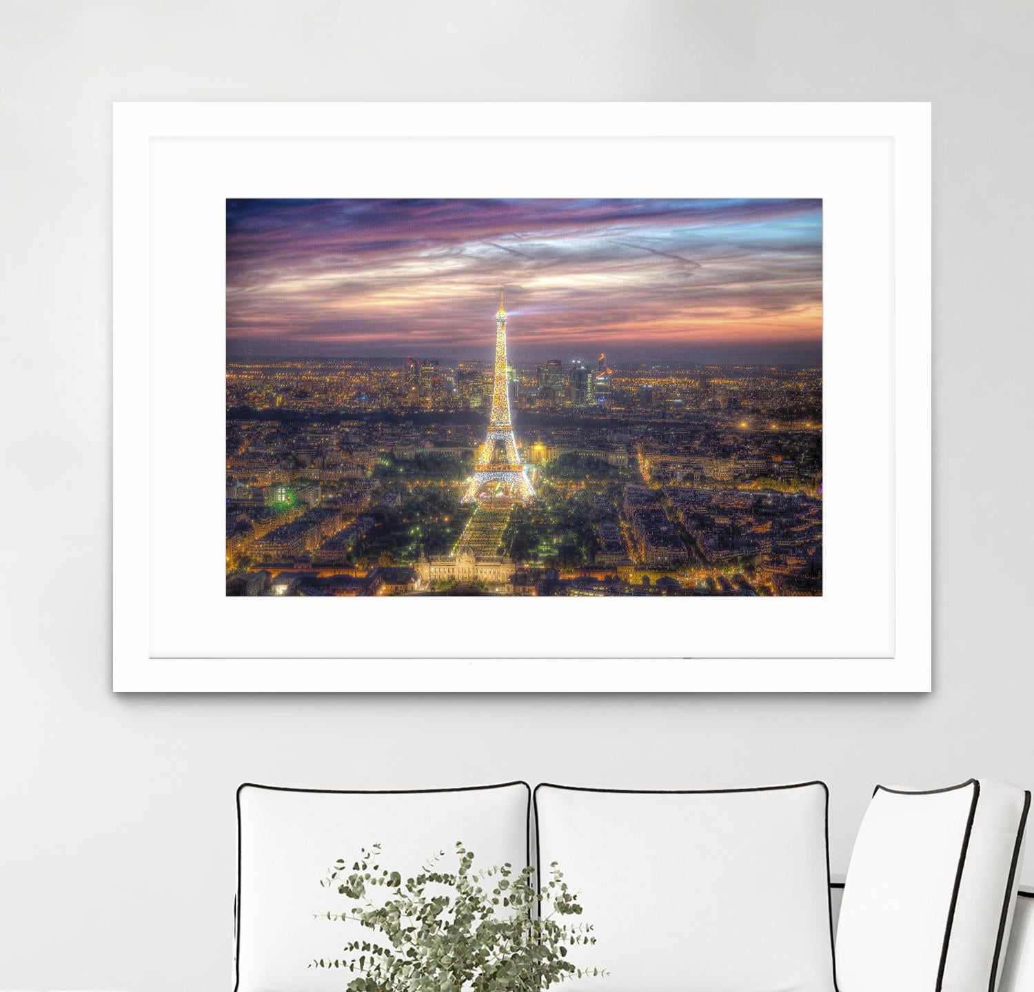 The sparkling lights of the Eiffel Tower by Nick Jackson on GIANT ART - pink city scene