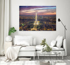 The sparkling lights of the Eiffel Tower by Nick Jackson on GIANT ART - pink city scene